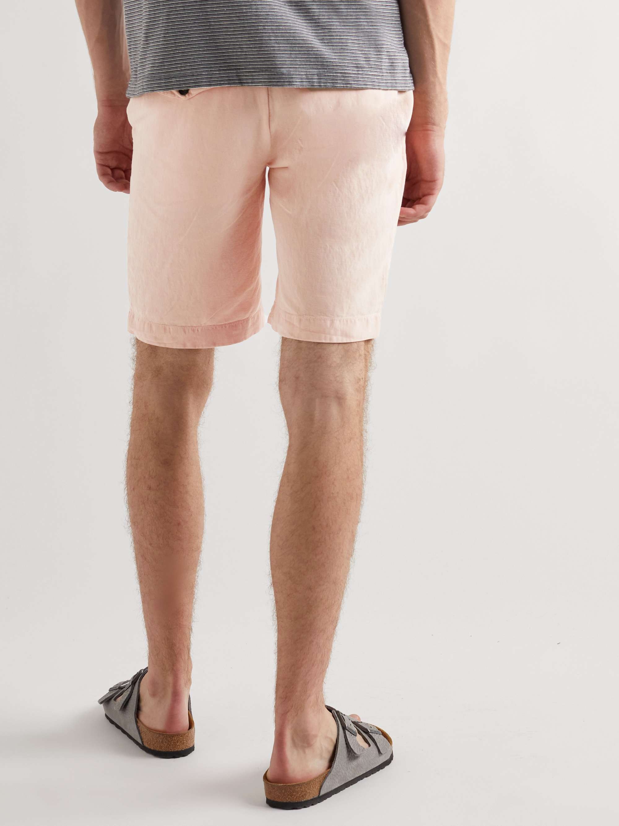 OFFICINE GÉNÉRALE Julian Straight-Leg Belted Lyocell, Linen and Cotton-Blend Bermuda Shorts