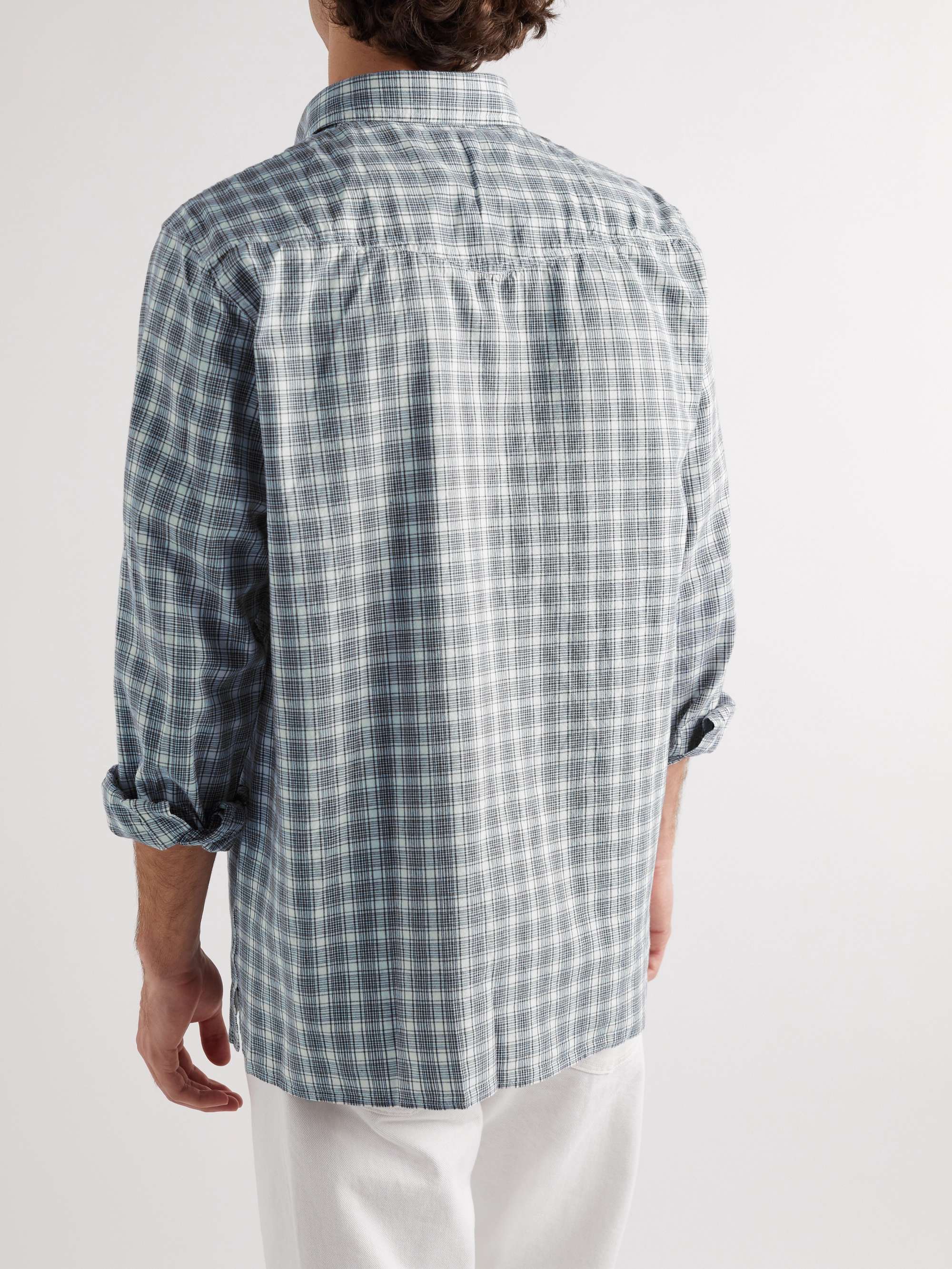 OFFICINE GÉNÉRALE Arsene Button-Down Collar Checked Organic Cotton Shirt