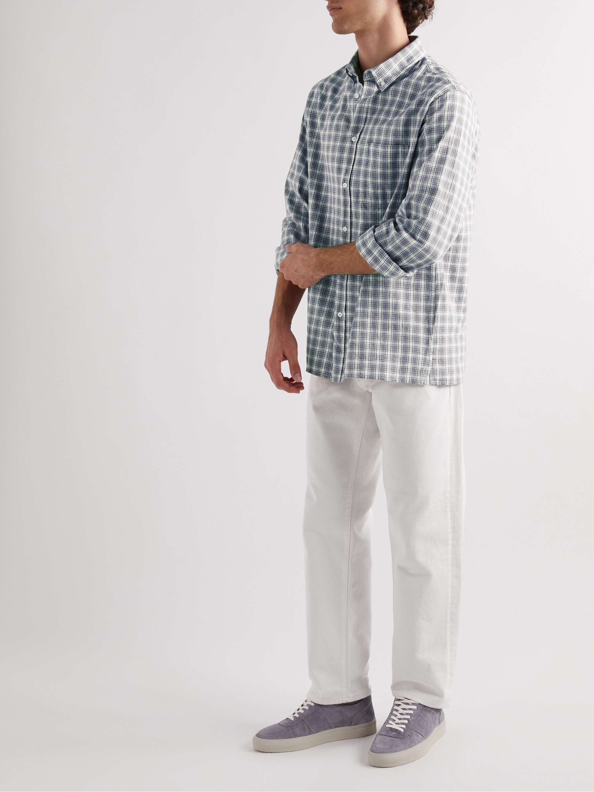 OFFICINE GÉNÉRALE Arsene Button-Down Collar Checked Organic Cotton Shirt