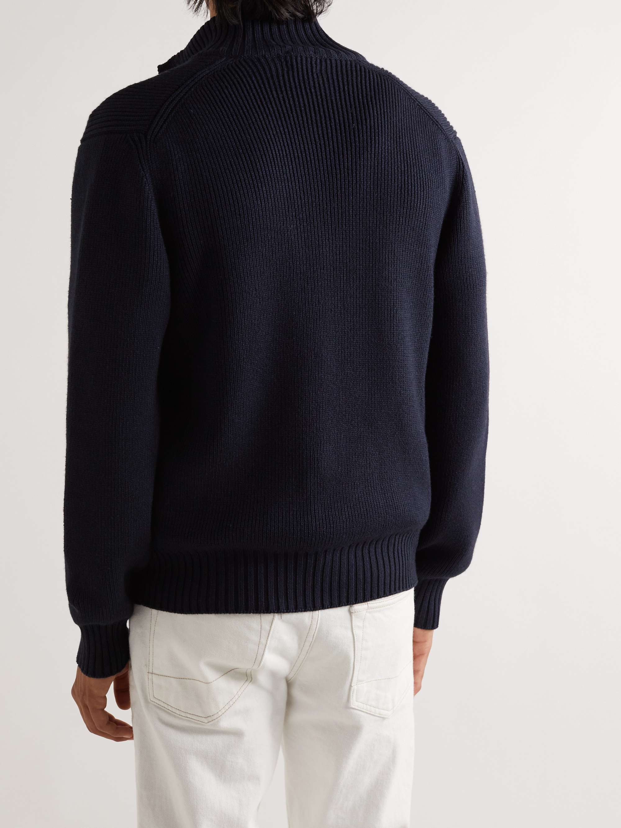 TOM FORD Ribbed Wool and Silk-Blend Cardigan