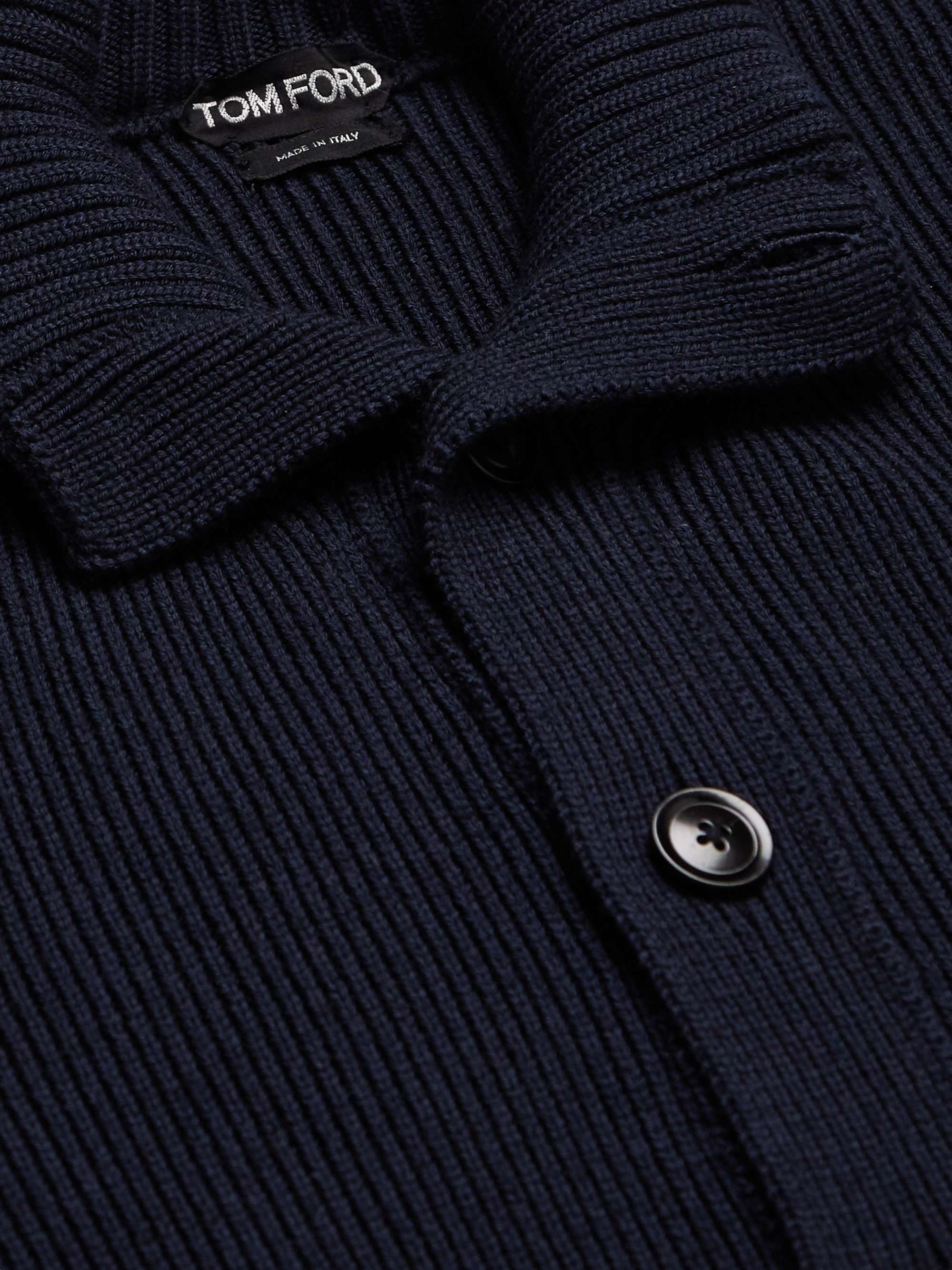 TOM FORD Ribbed Wool and Silk-Blend Cardigan