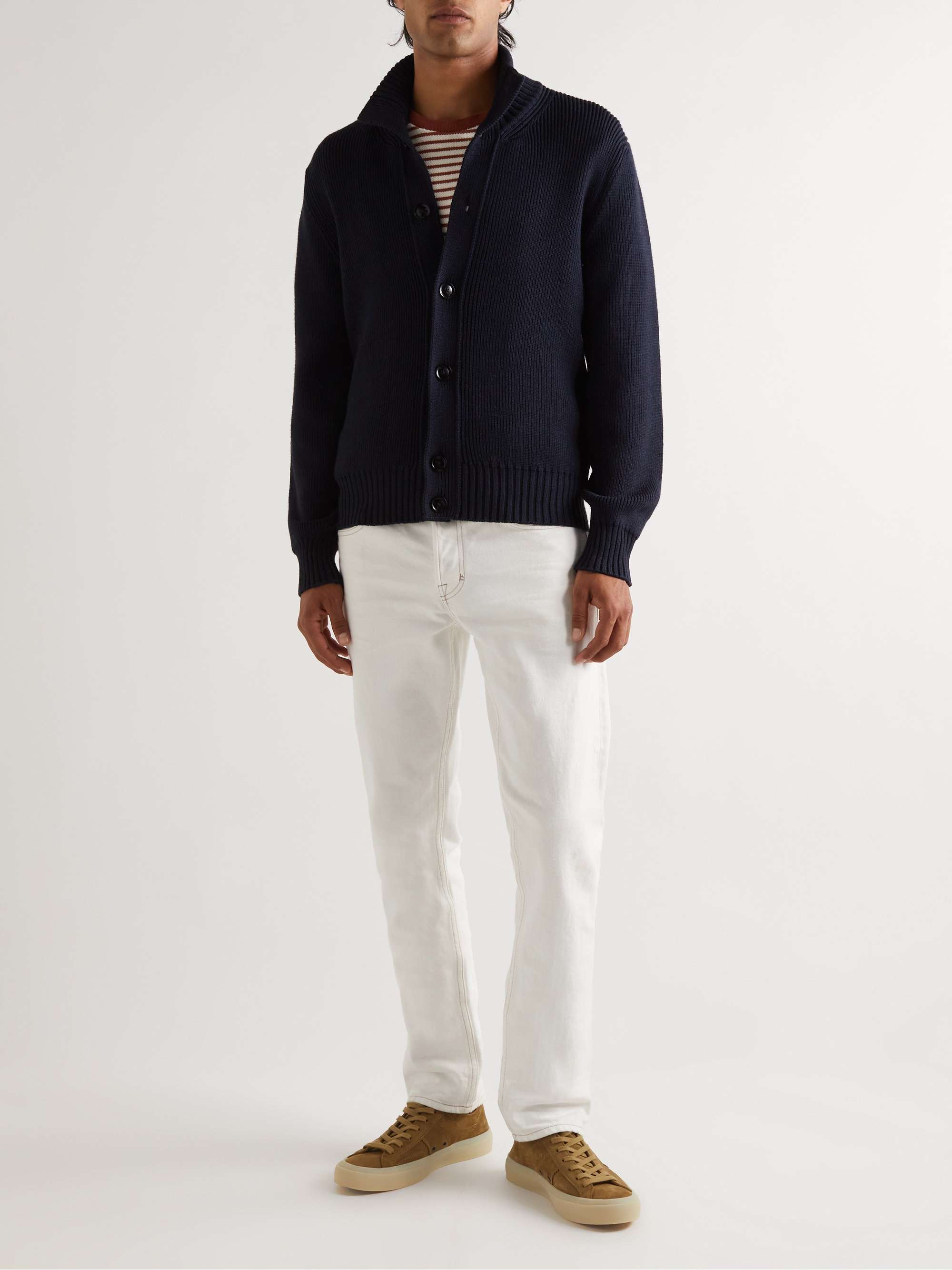 TOM FORD Ribbed Wool and Silk-Blend Cardigan for Men | MR PORTER