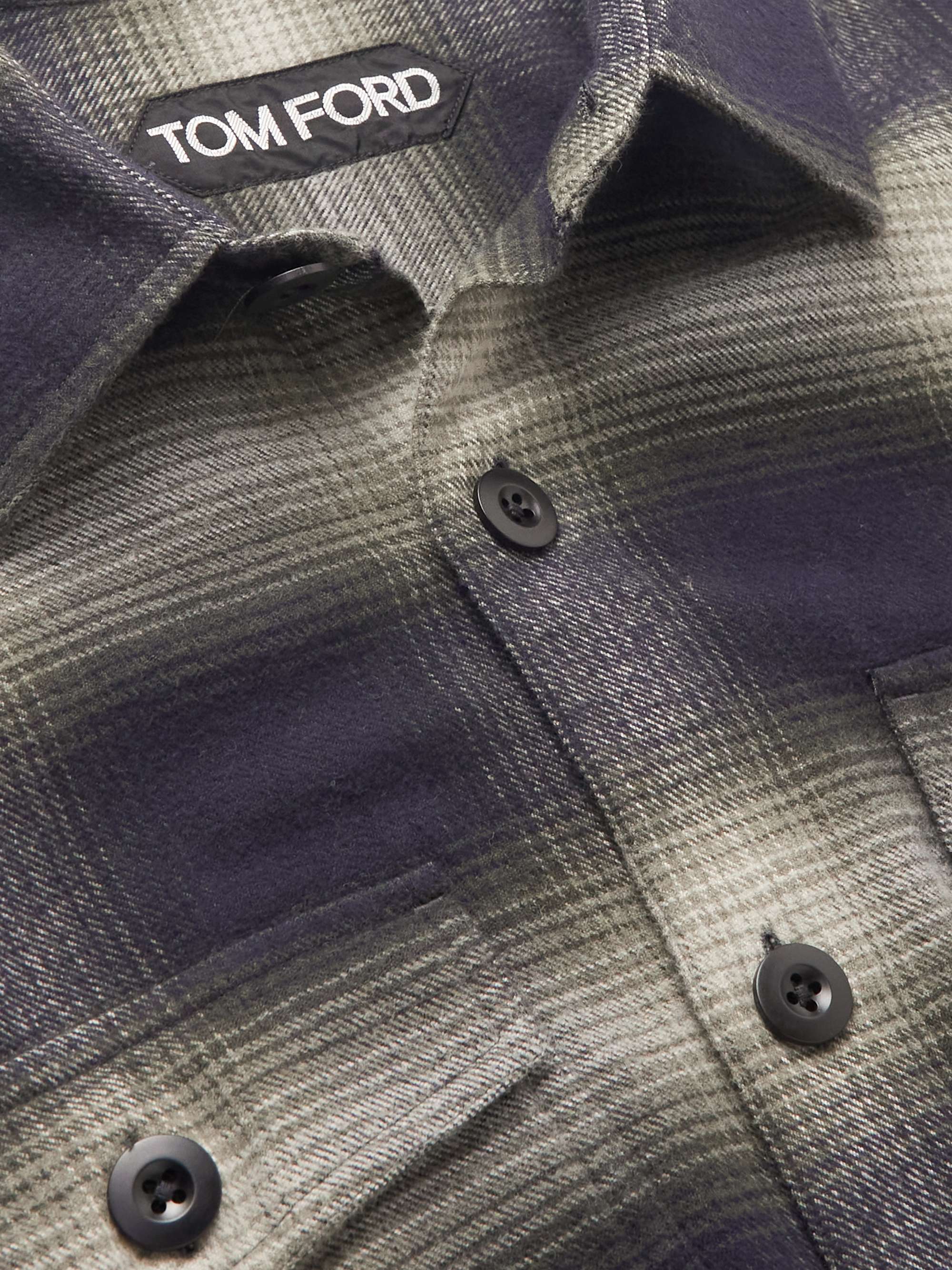 TOM FORD Slim-Fit Checked Cotton-Flannel Overshirt