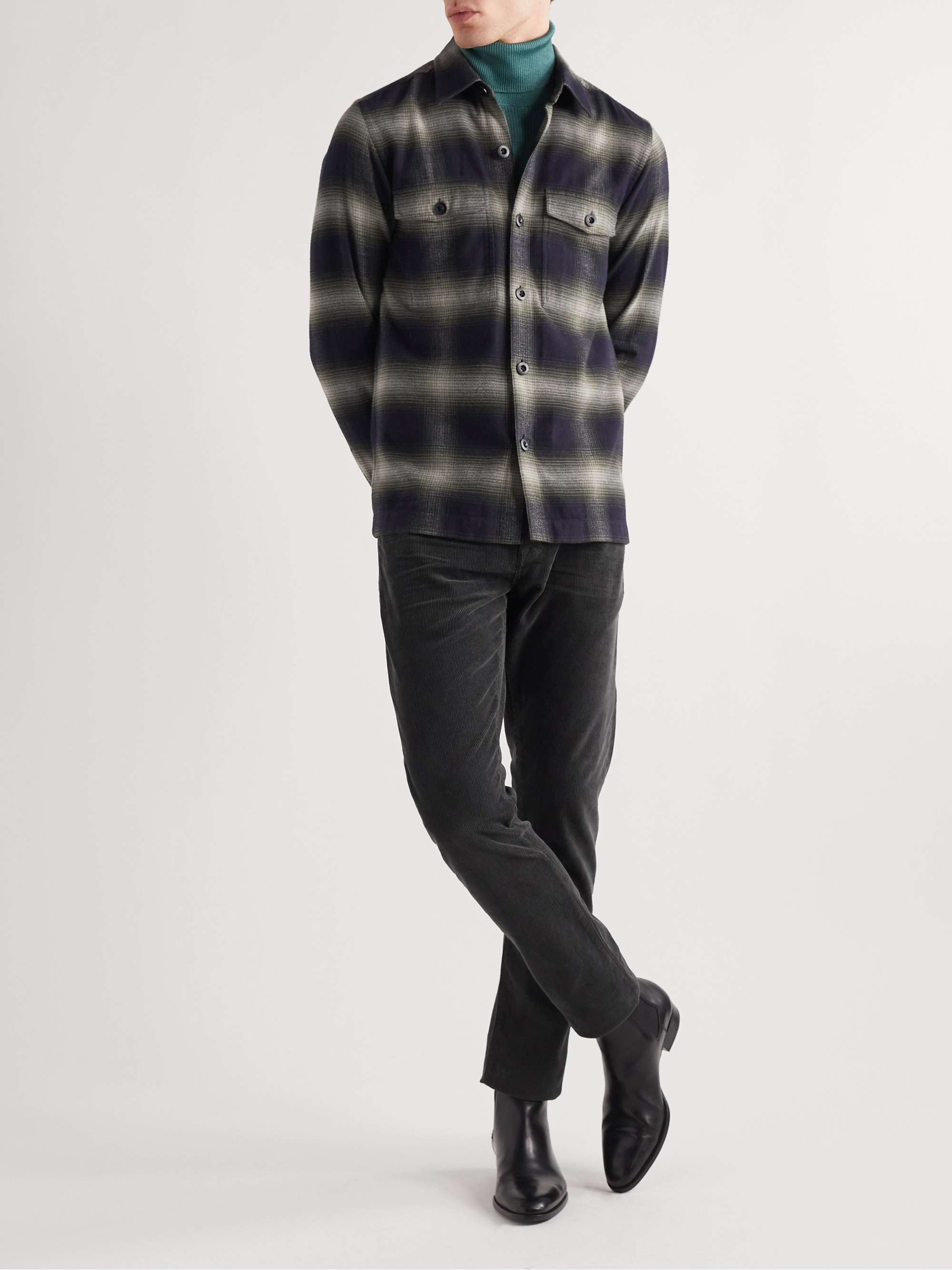 TOM FORD Slim-Fit Checked Cotton-Flannel Overshirt