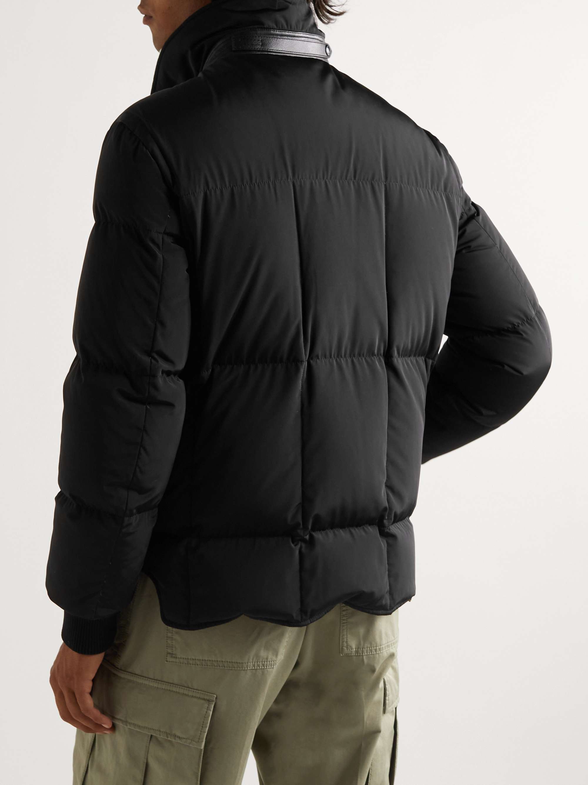 TOM FORD Leather and Webbing-Trimmed Quilted Shell Down Jacket
