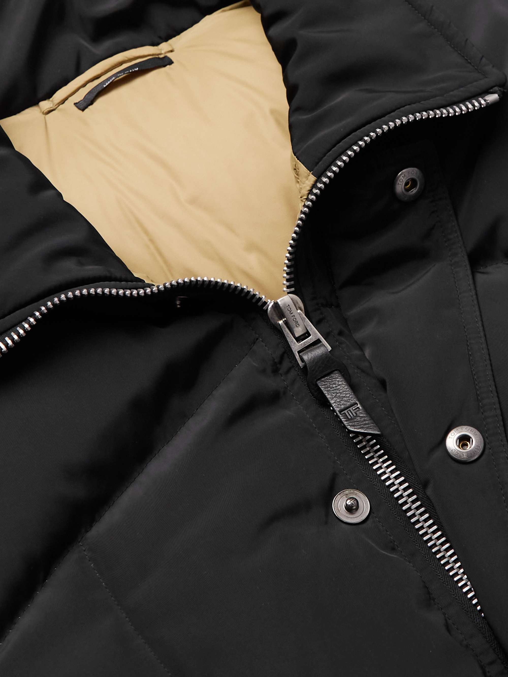 TOM FORD Leather and Webbing-Trimmed Quilted Shell Down Jacket
