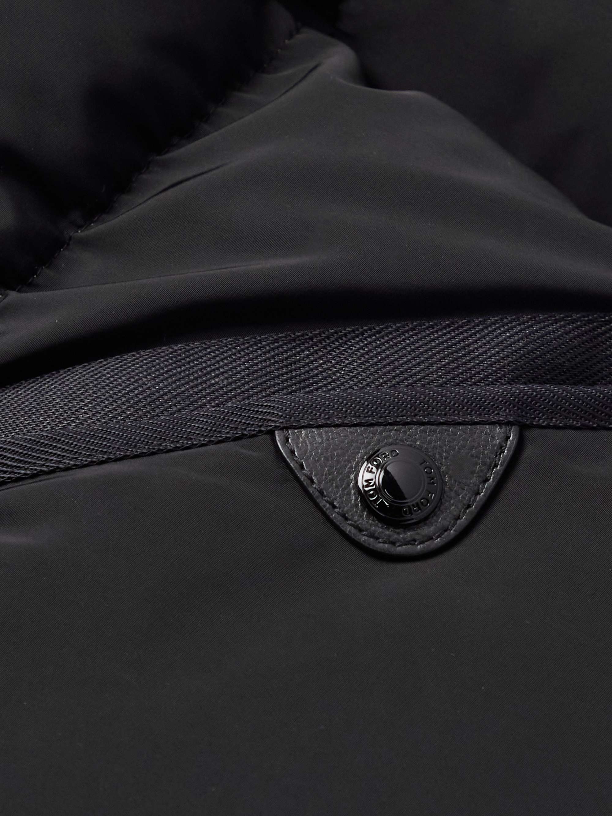 TOM FORD Leather and Webbing-Trimmed Quilted Shell Down Jacket