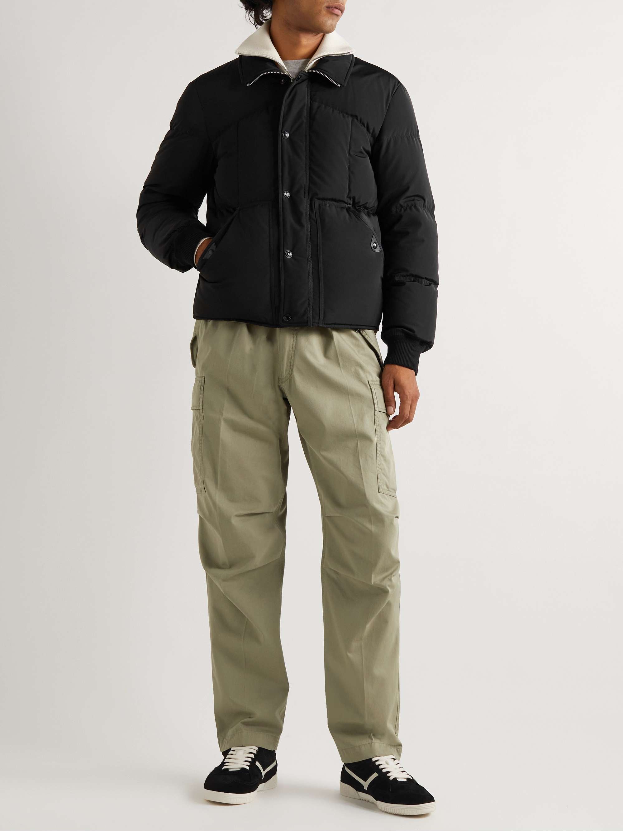 TOM FORD Leather and Webbing-Trimmed Quilted Shell Down Jacket