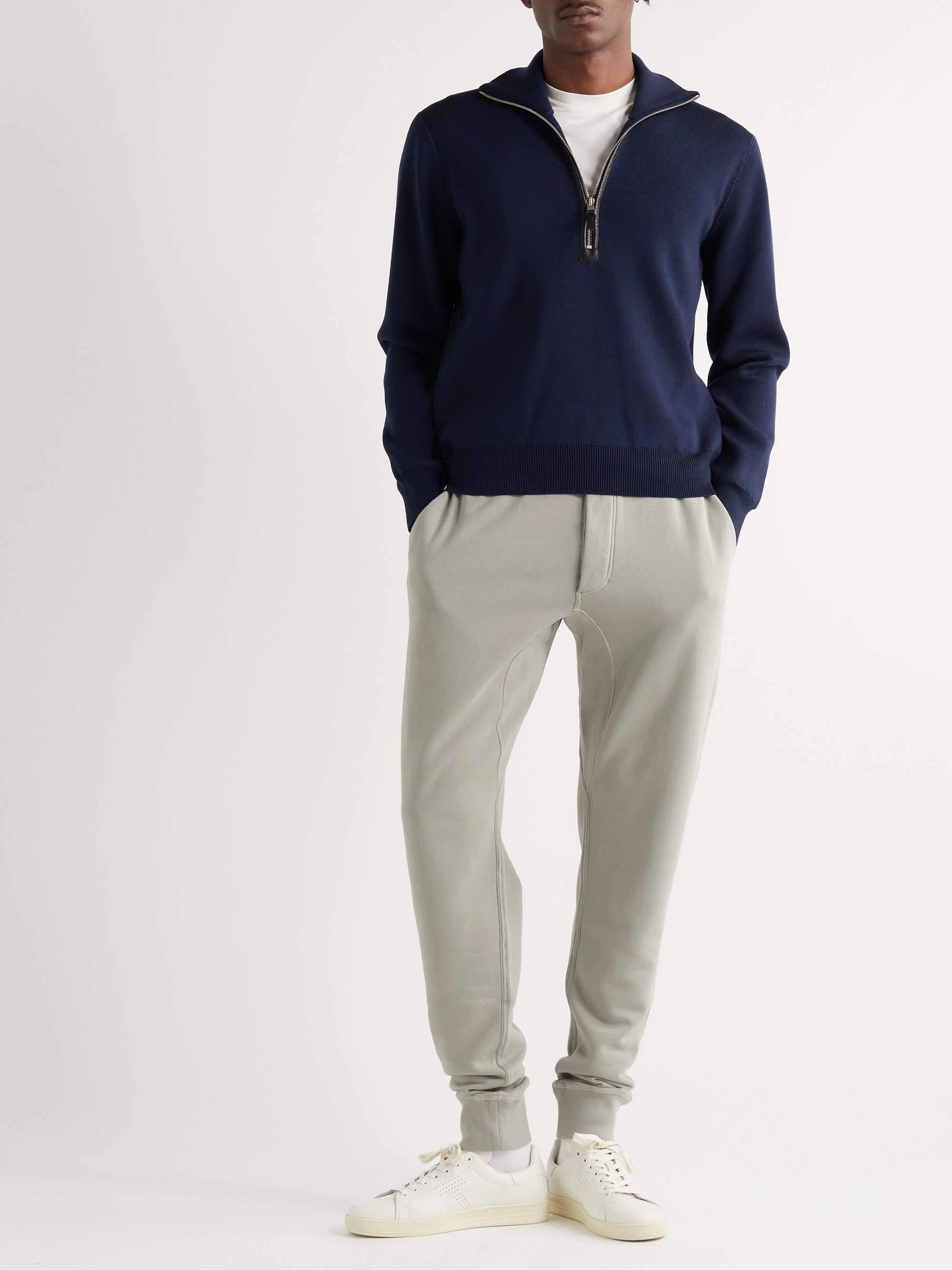 TOM FORD Tapered Garment-Dyed Cotton-Jersey Sweatpants