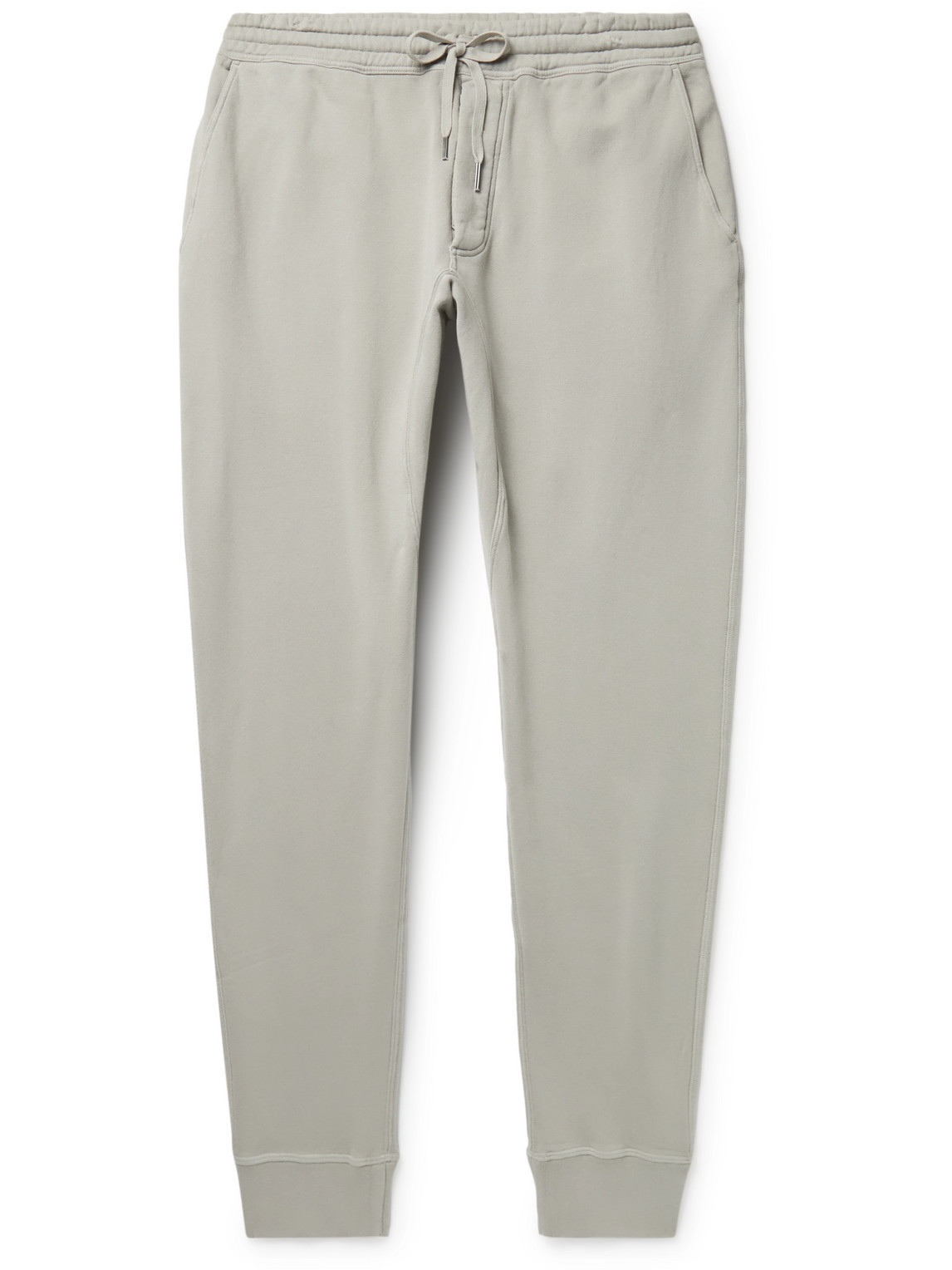 Shop Tom Ford Tapered Garment-dyed Cotton-jersey Sweatpants In Neutrals