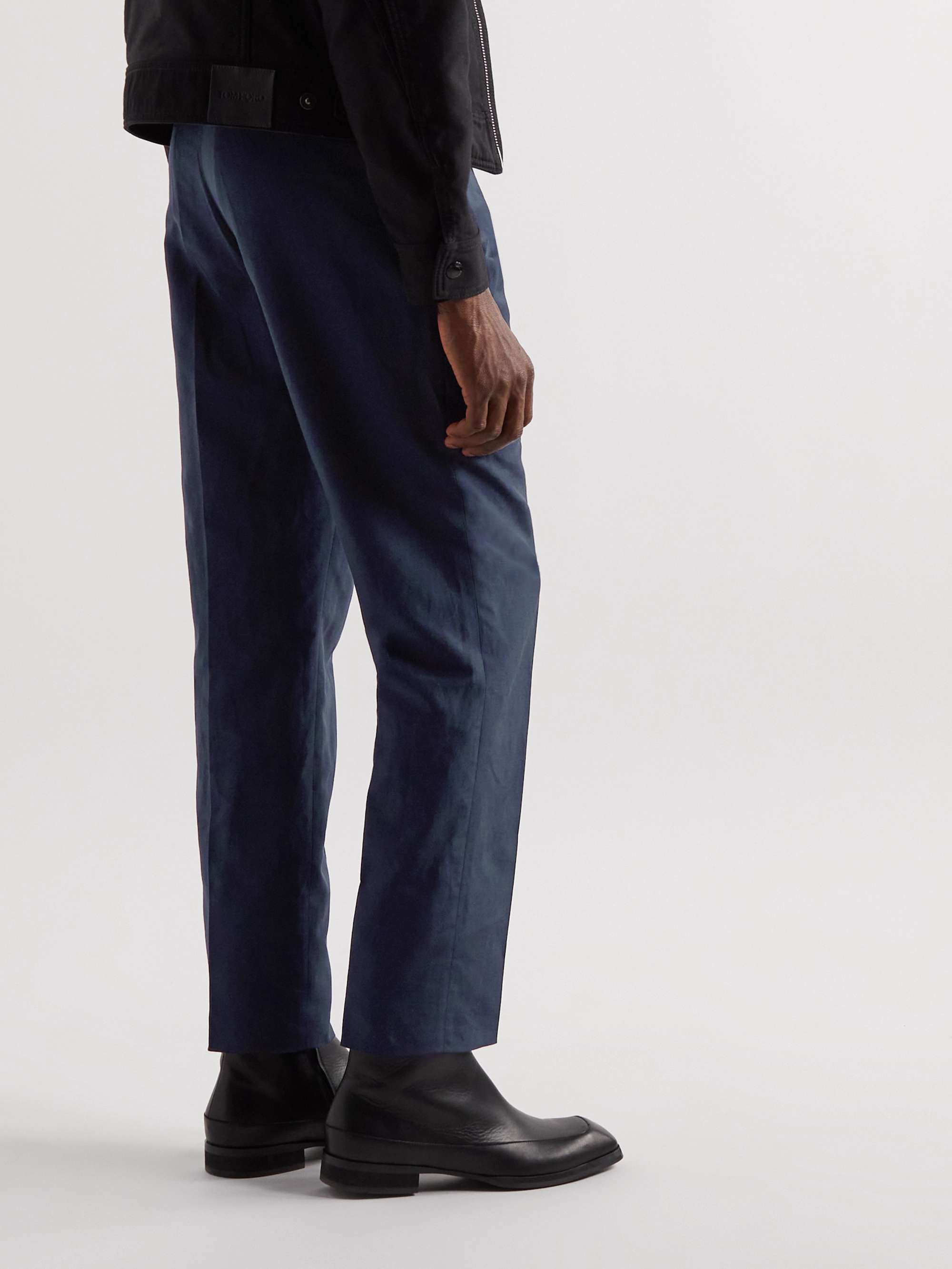 TOM FORD Atticus Straight-Leg Pleated Silk-Blend Trousers