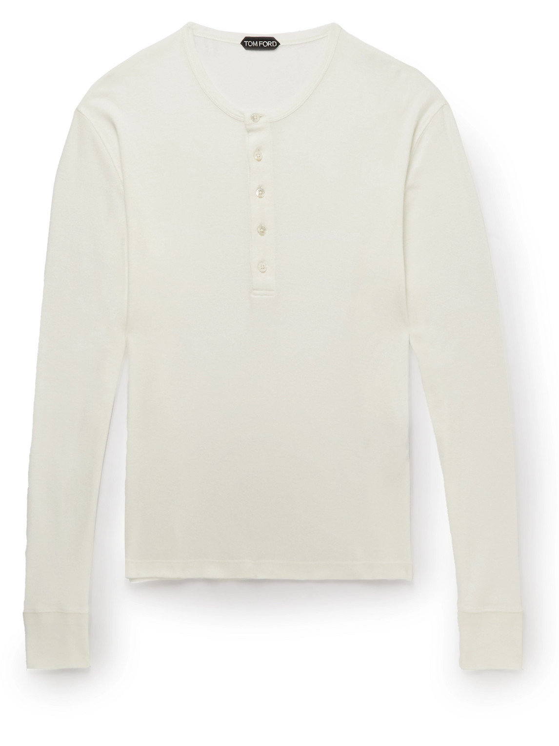 Shop Tom Ford Cotton-jersey Henley T-shirt In White
