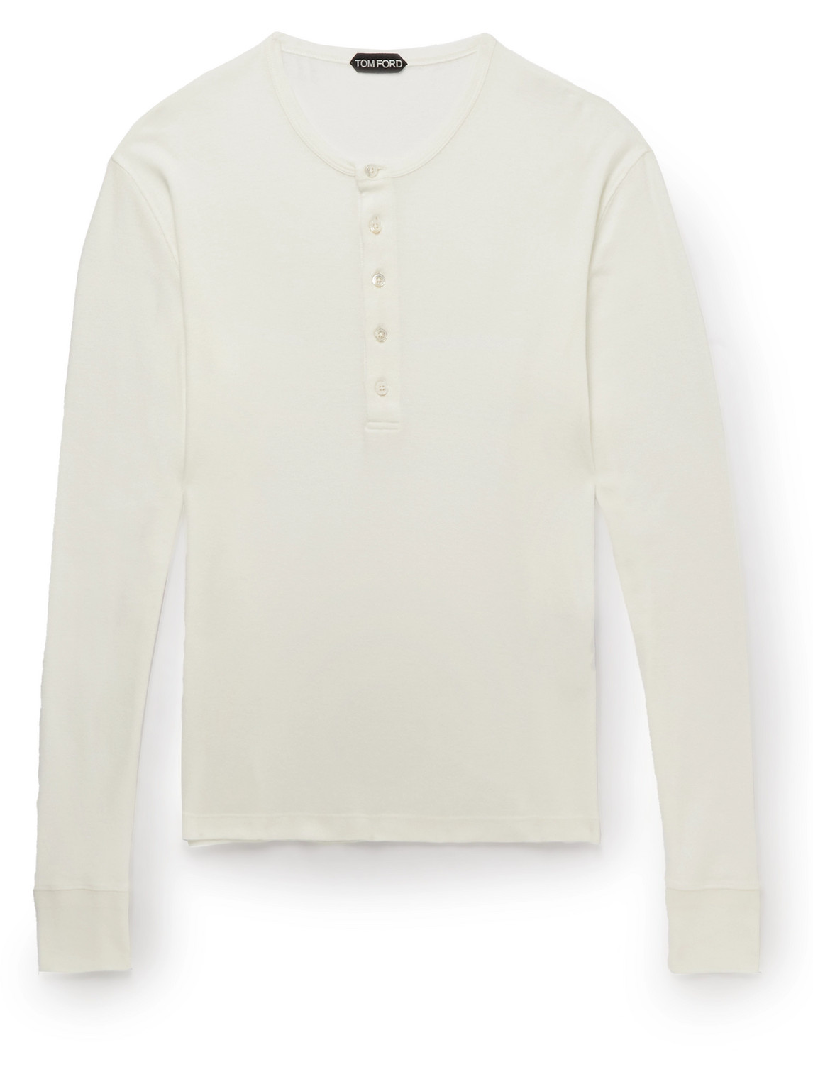 TOM FORD - Cotton-Jersey Henley T-Shirt - Men - White - IT 58