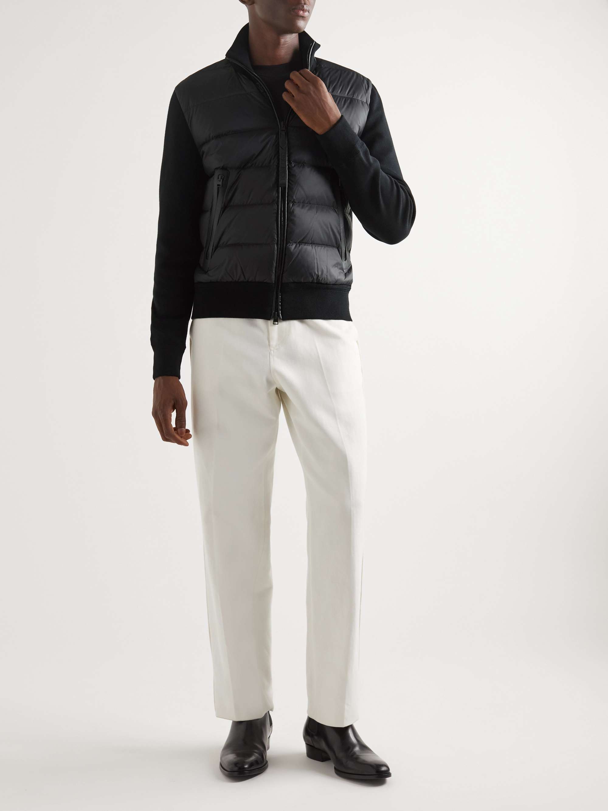 TOM FORD Panelled Wool and Padded Shell Down Cardigan