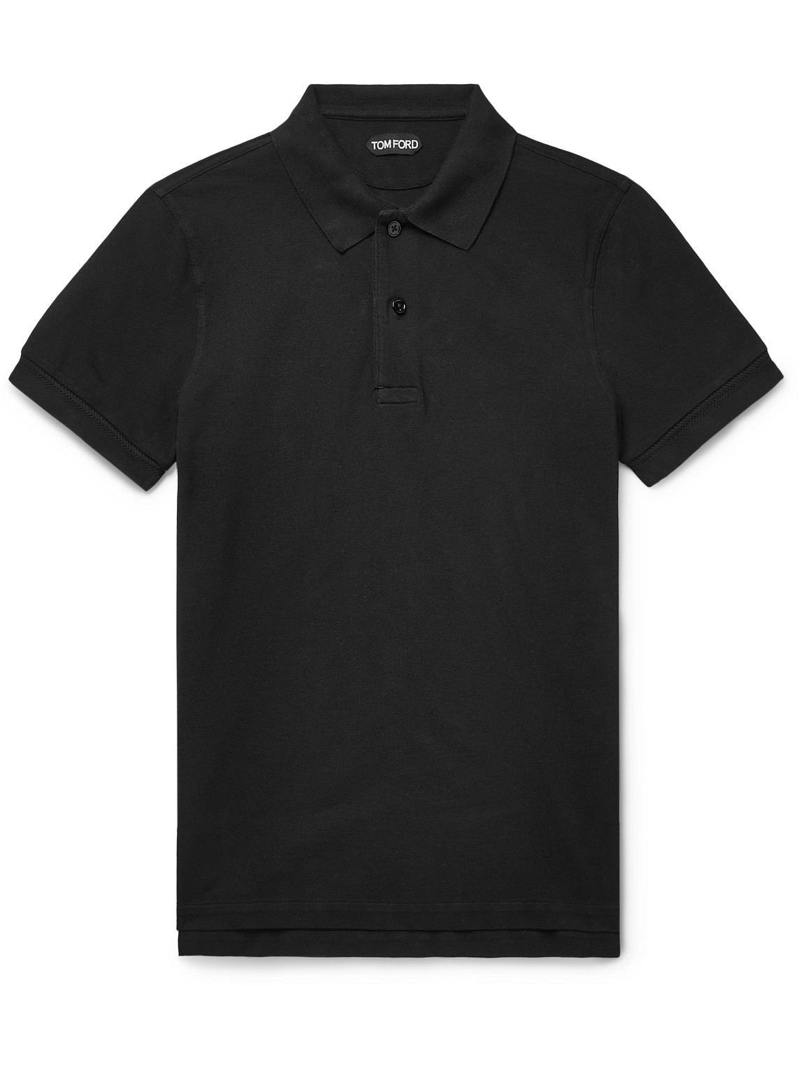 Tom Ford Garment-dyed Cotton-piqué Polo Shirt In Black