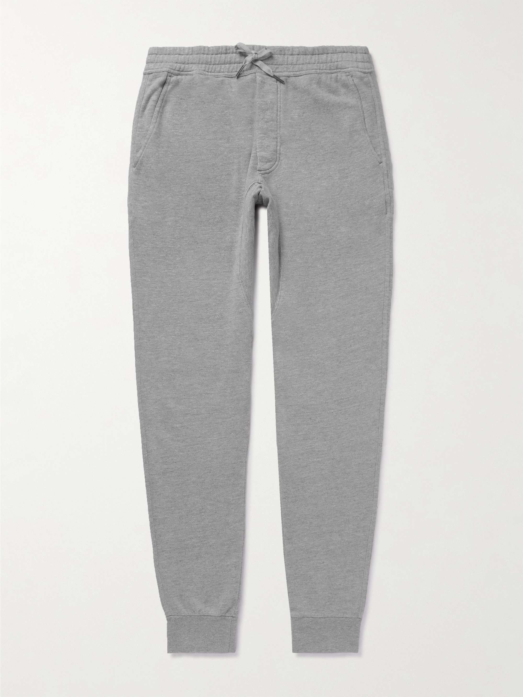 Tapered Brushed Cotton-Blend Jersey Sweatpants