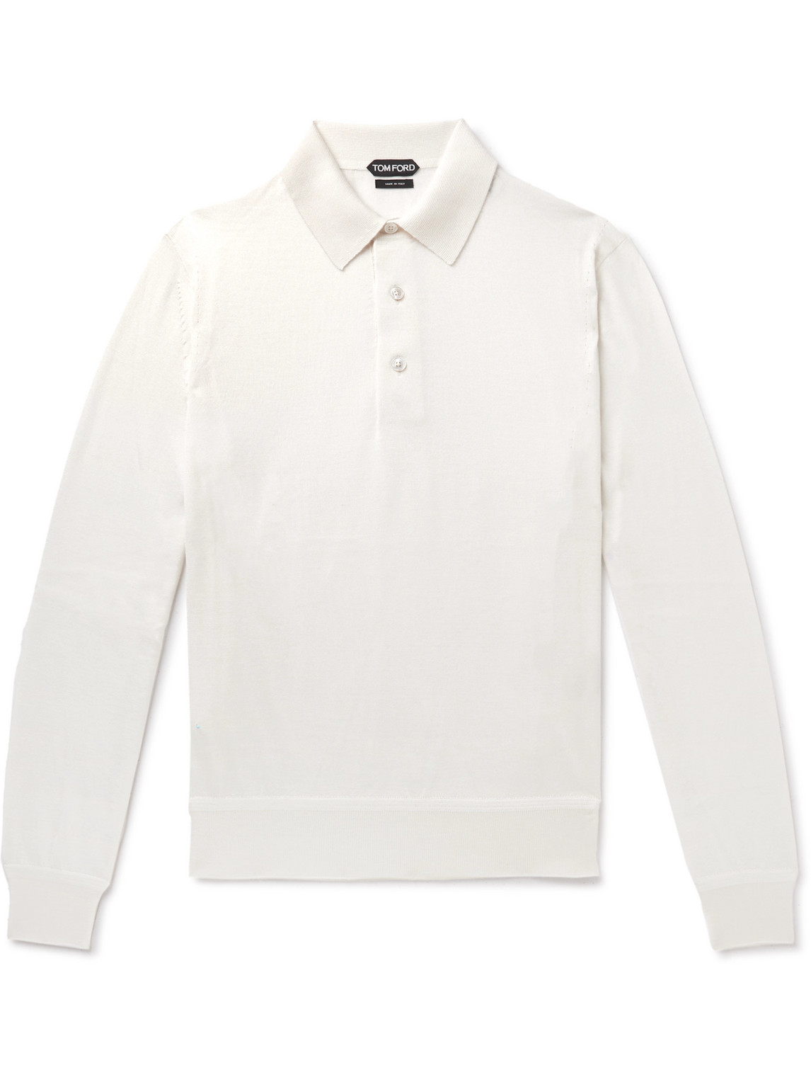Tom Ford Cashmere And Silk-blend Polo Shirt In Neutrals