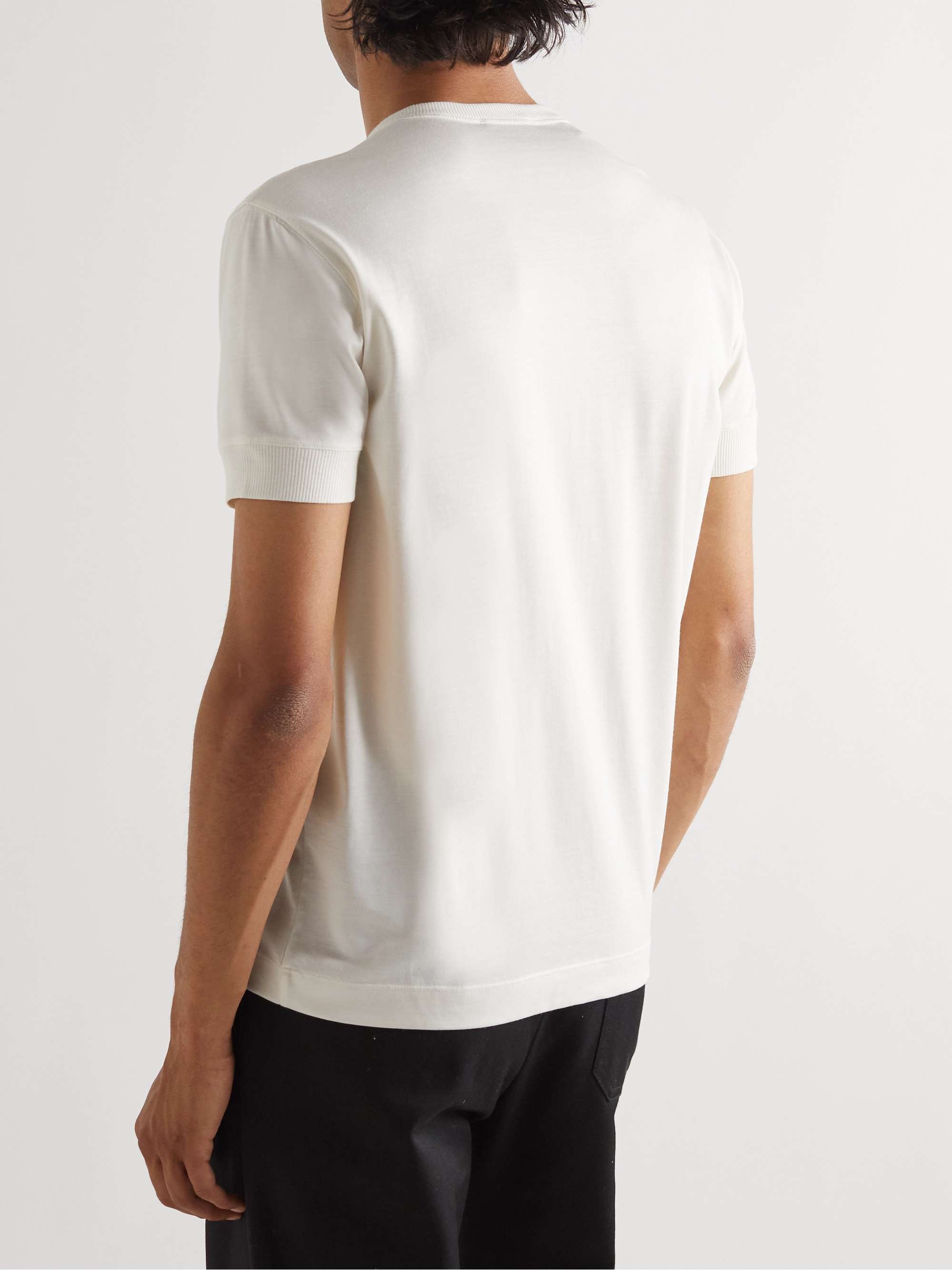 TOM FORD Silk and Cotton-Blend Jersey Henley T-Shirt