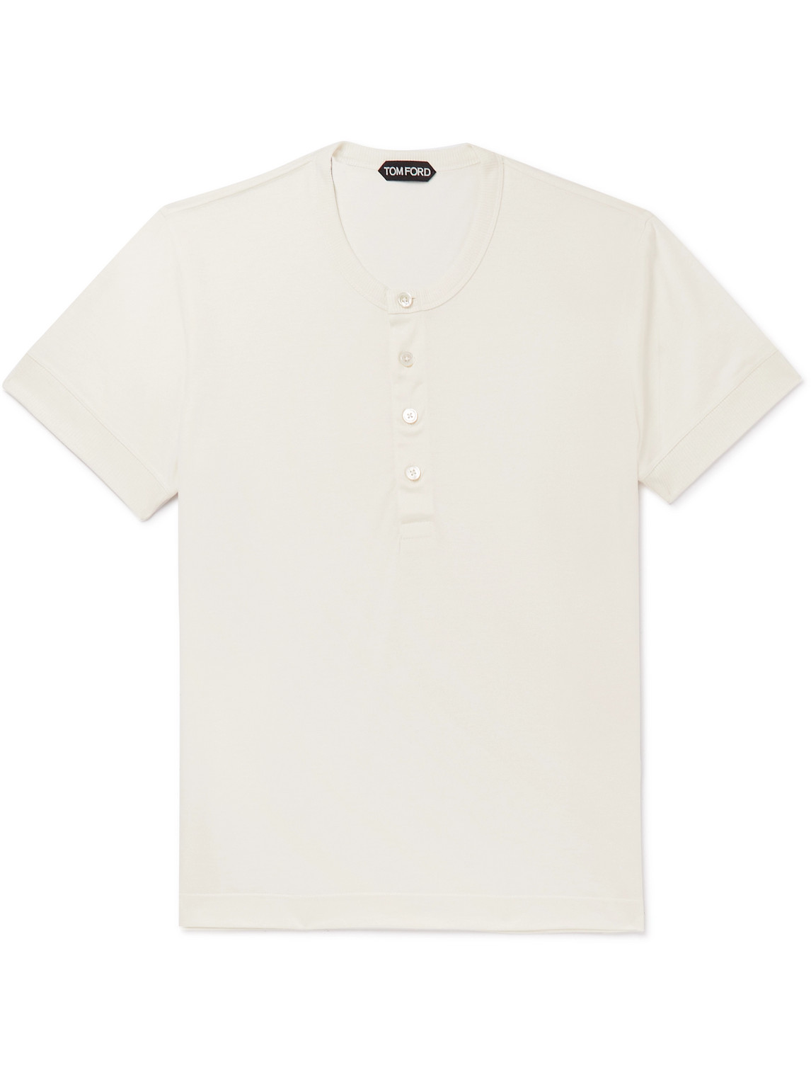 Tom Ford Silk And Cotton-blend Jersey Henley T-shirt In White