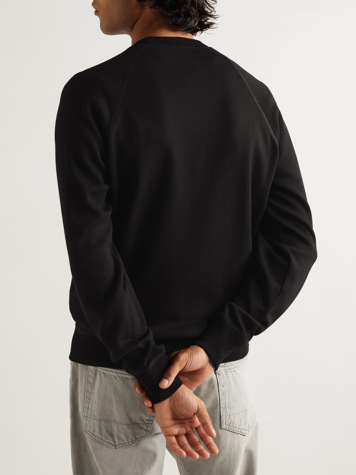 Shop Tom Ford Cotton-jersey Sweatshirt In Black