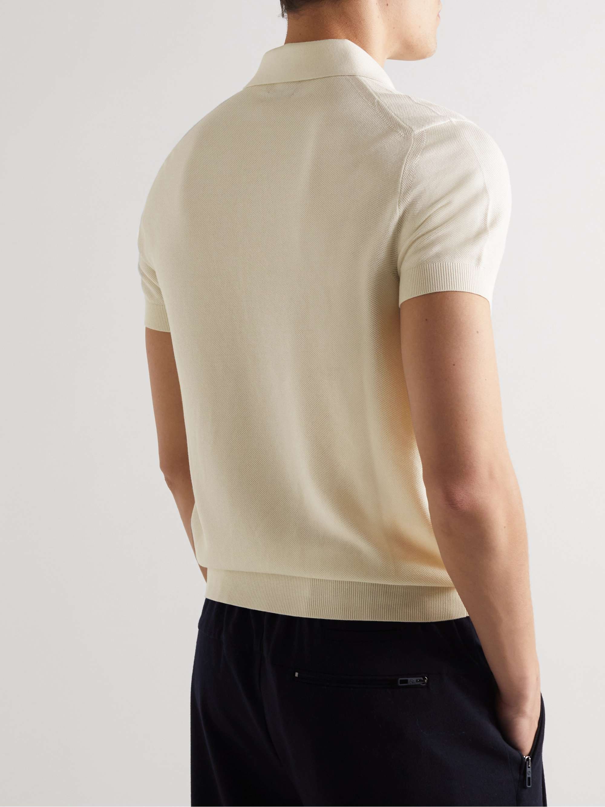 TOM FORD Cotton and Silk-Blend Piqué Polo Shirt