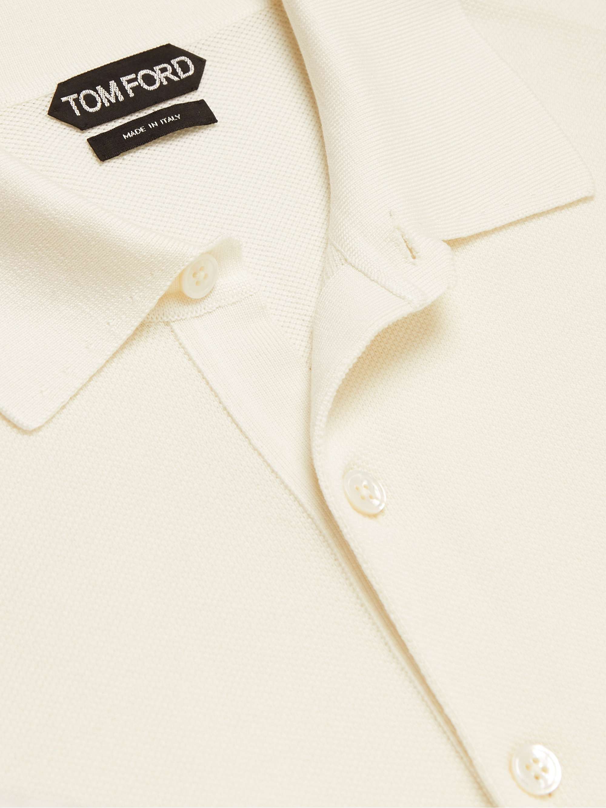 TOM FORD Cotton and Silk-Blend Piqué Polo Shirt