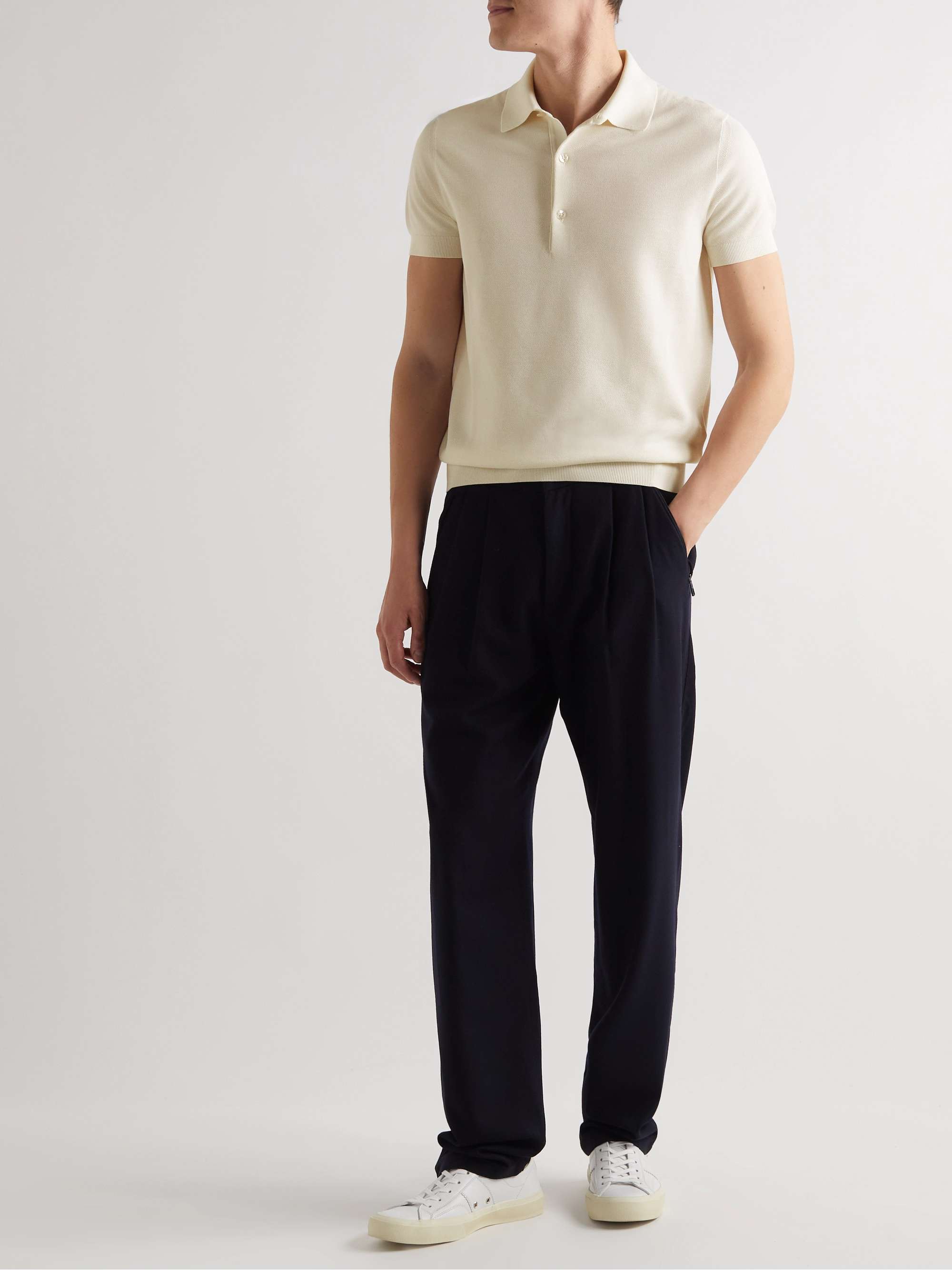 TOM FORD Cotton and Silk-Blend Piqué Polo Shirt