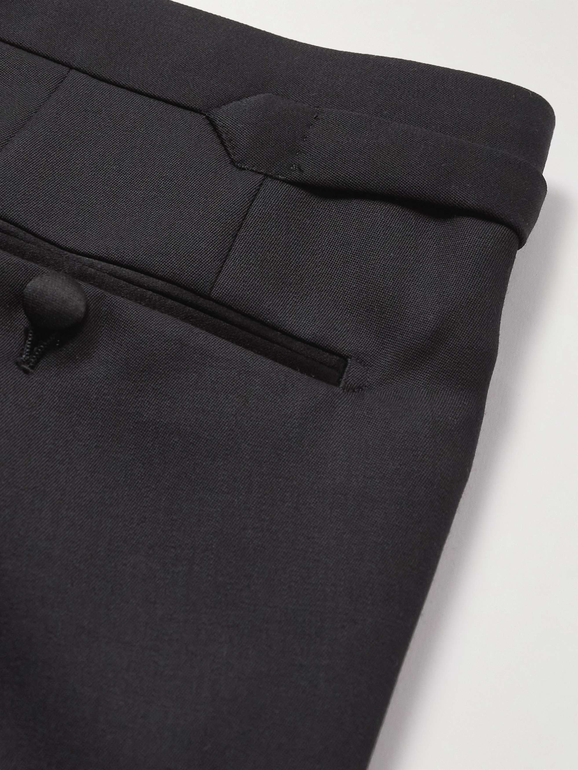 TOM FORD Straight-Leg Grain de Poudre Wool and Mohair-Blend Tuxedo Trousers