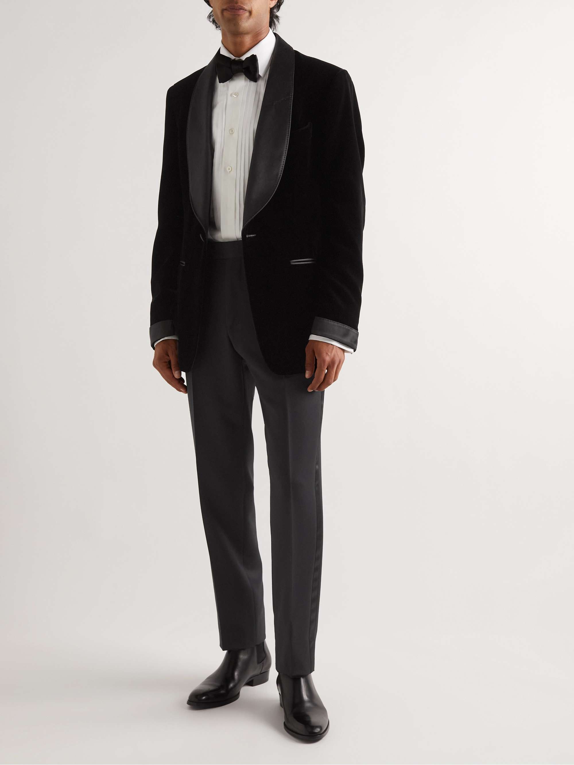 TOM FORD Straight-Leg Grain de Poudre Wool and Mohair-Blend Tuxedo Trousers  for Men