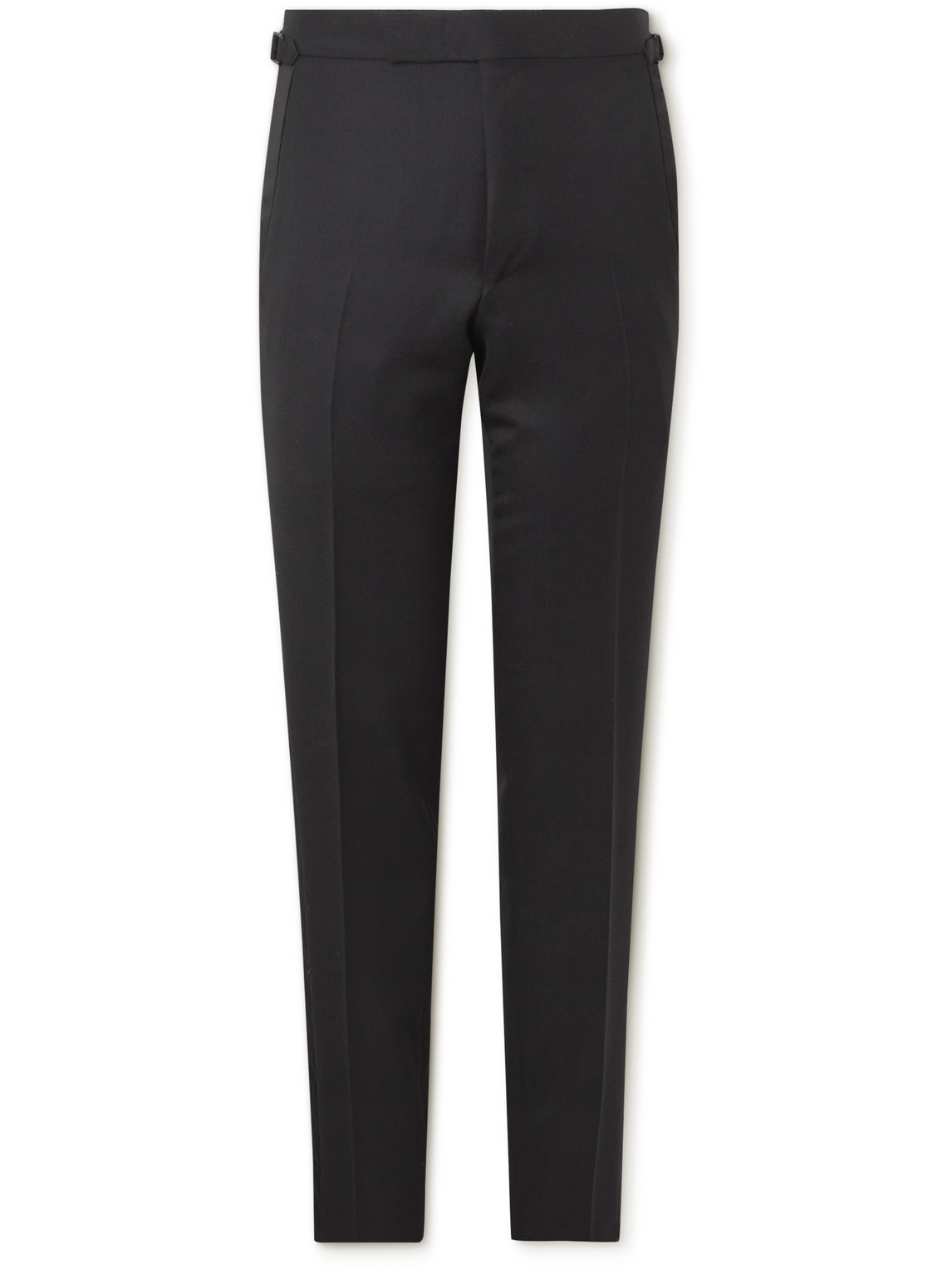 Tom Ford Straight-leg Grain De Poudre Wool And Mohair-blend Tuxedo Trousers In Black