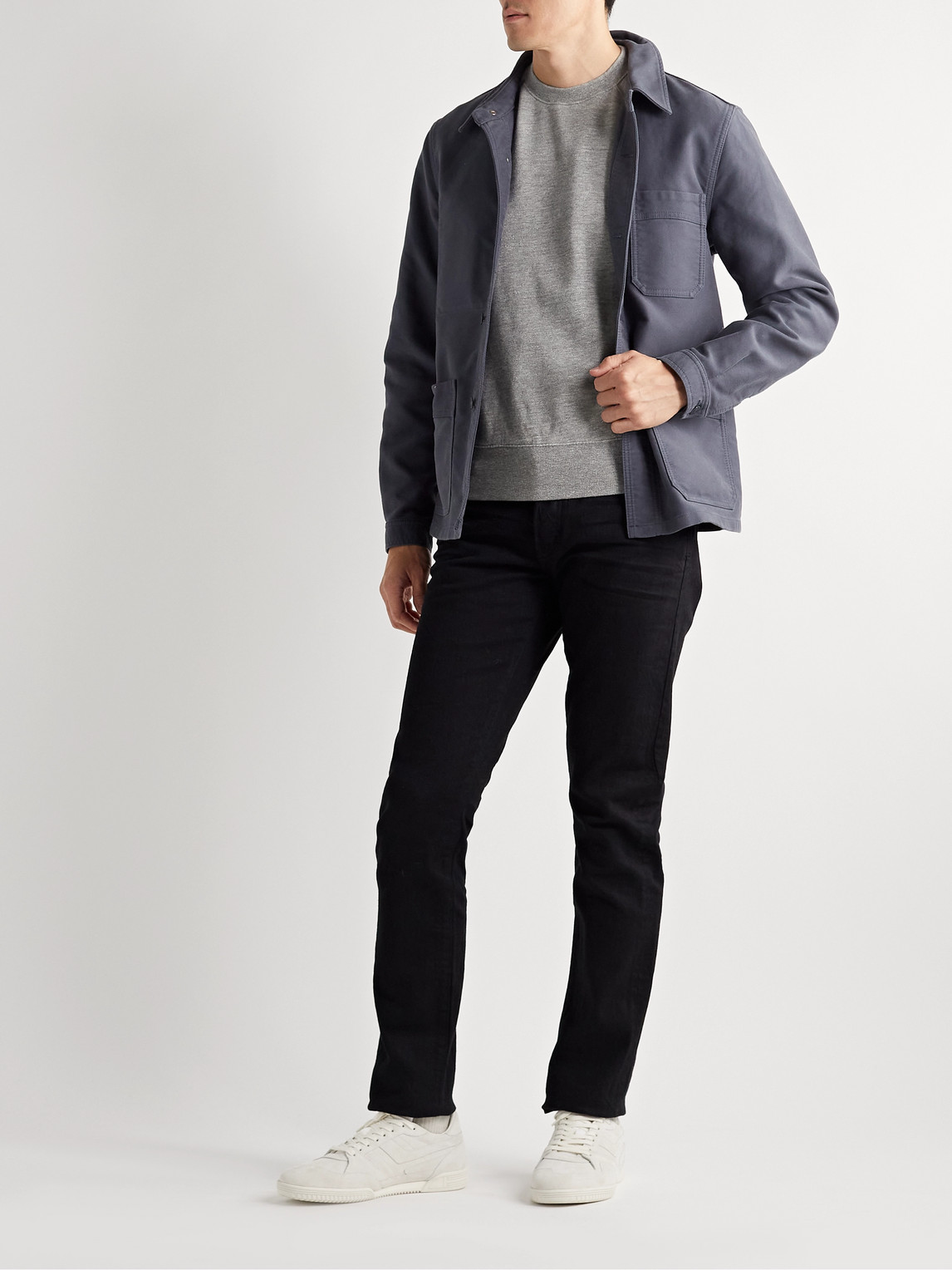 Shop Tom Ford Cotton-blend Jersey Sweatshirt In Gray
