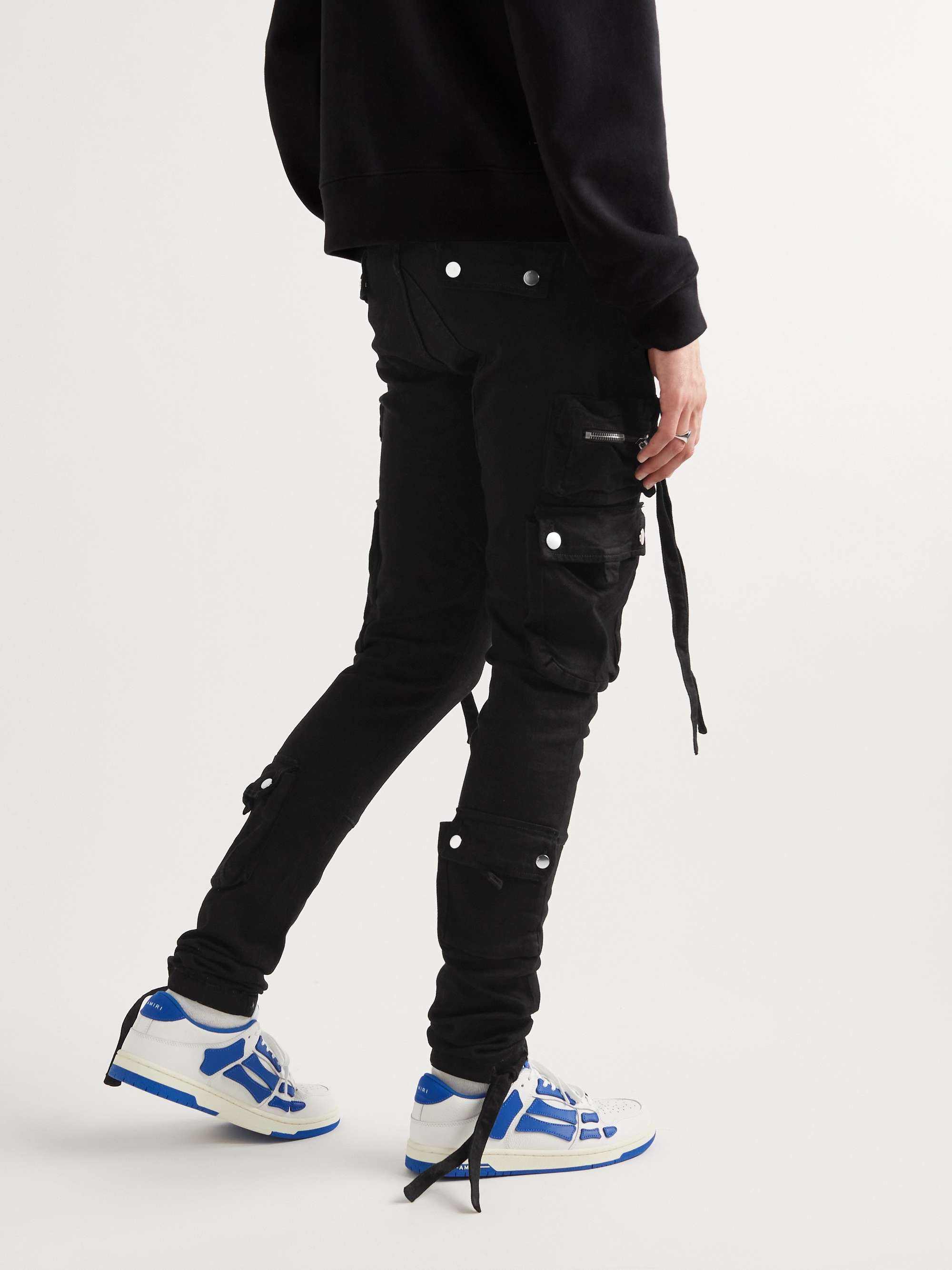 AMIRI Skinny-Fit Tie-Detailed Denim Cargo Trousers