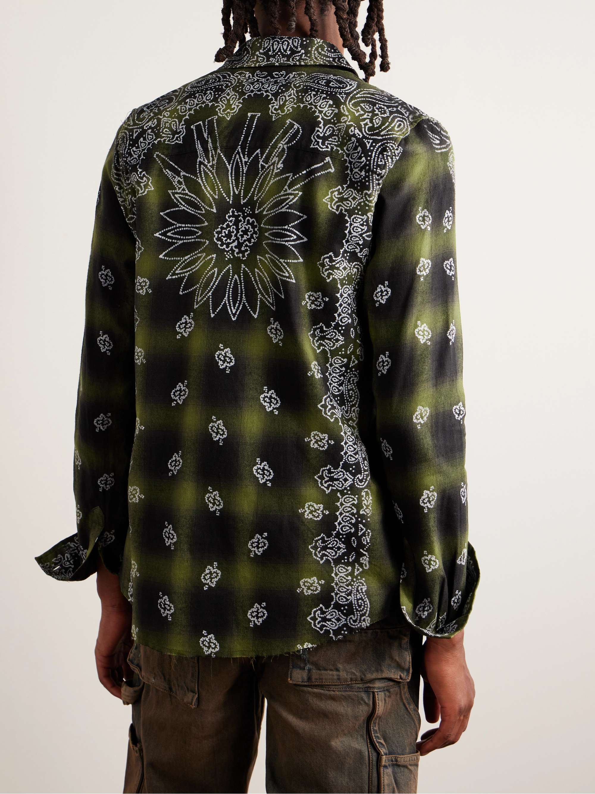 AMIRI Bandana-Print Checked Cotton-Blend Twill Shirt