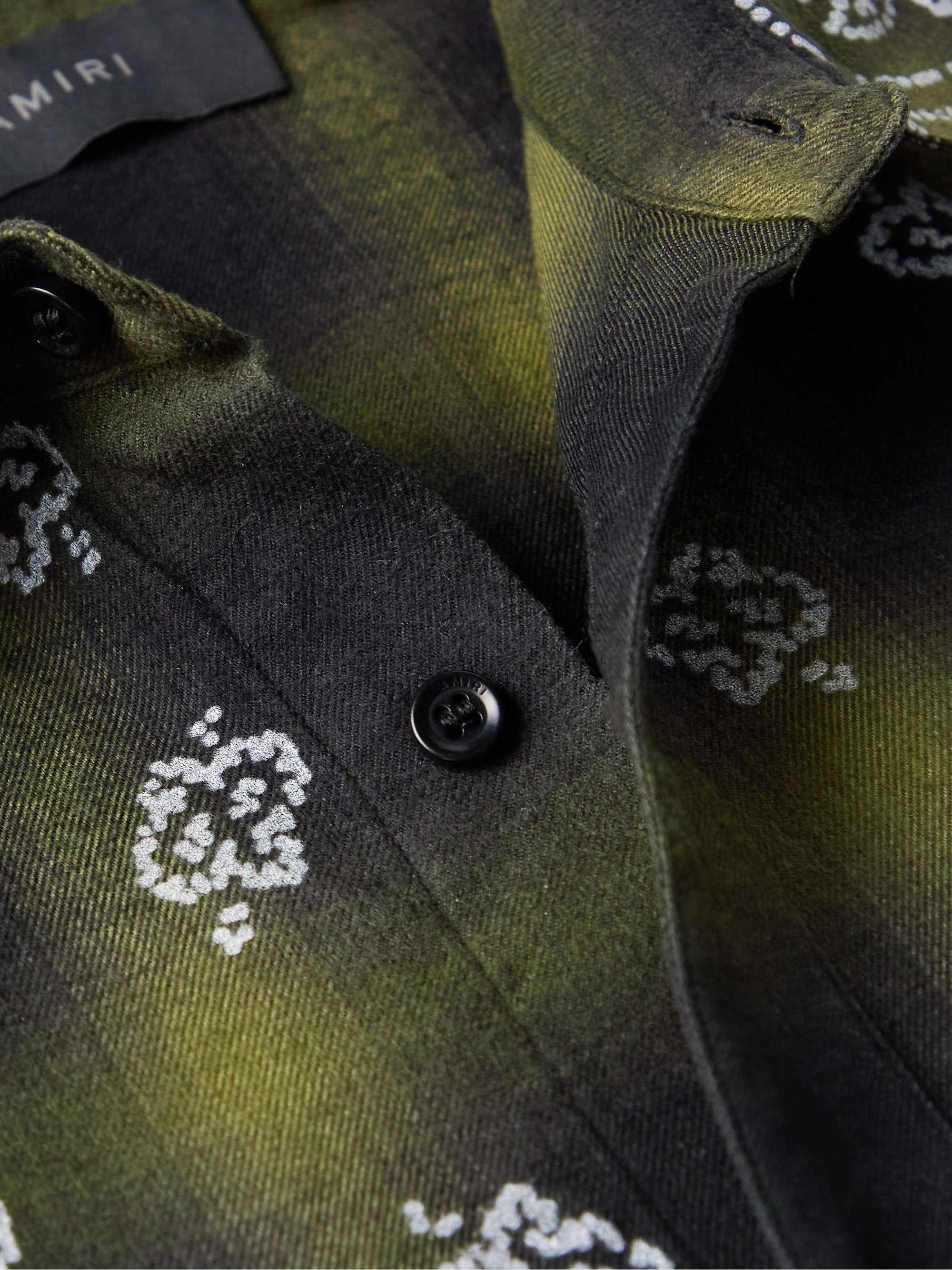 AMIRI Bandana-Print Checked Cotton-Blend Twill Shirt