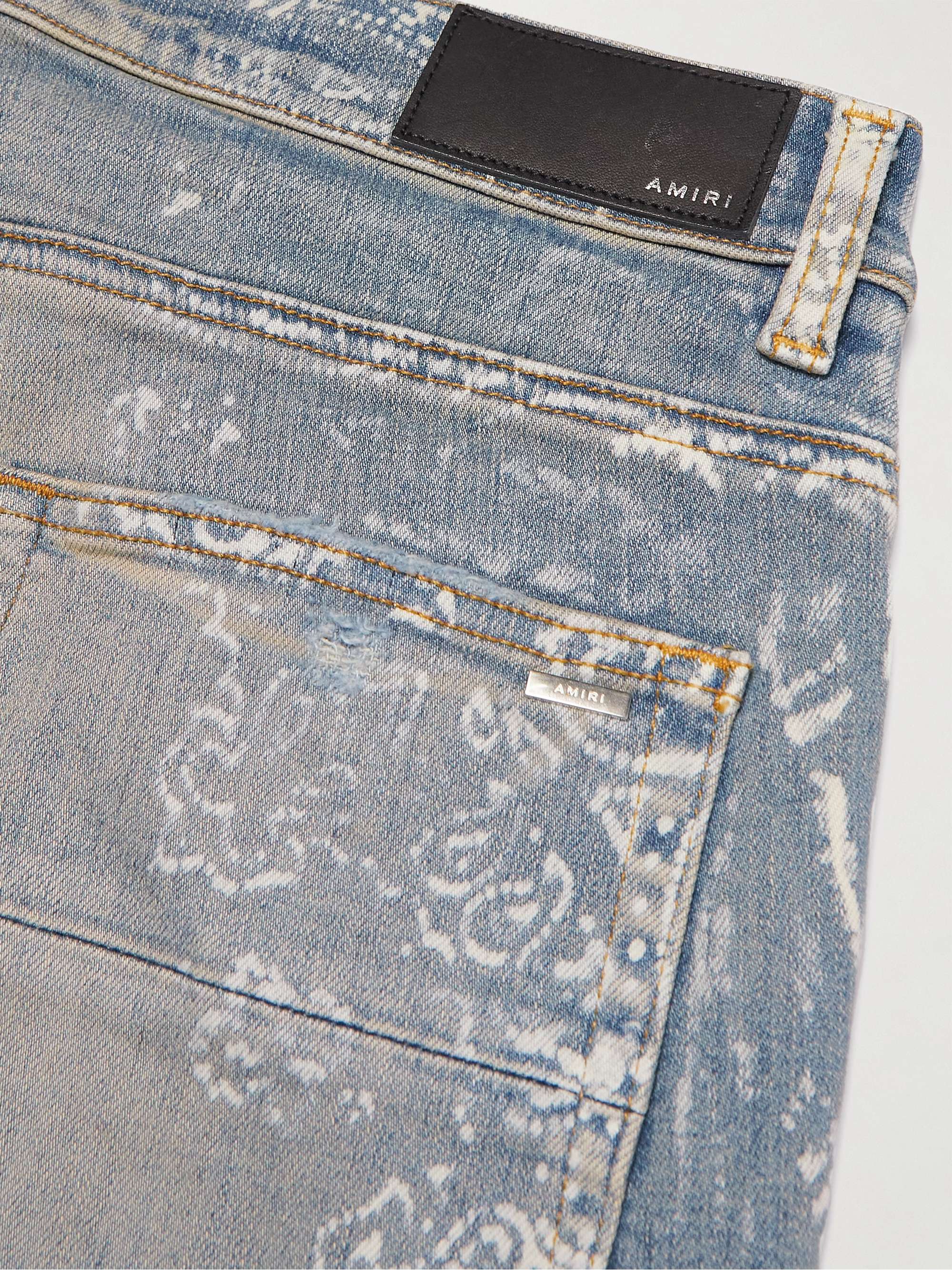 AMIRI Skinny-Fit Paisley-Print Distressed Jeans