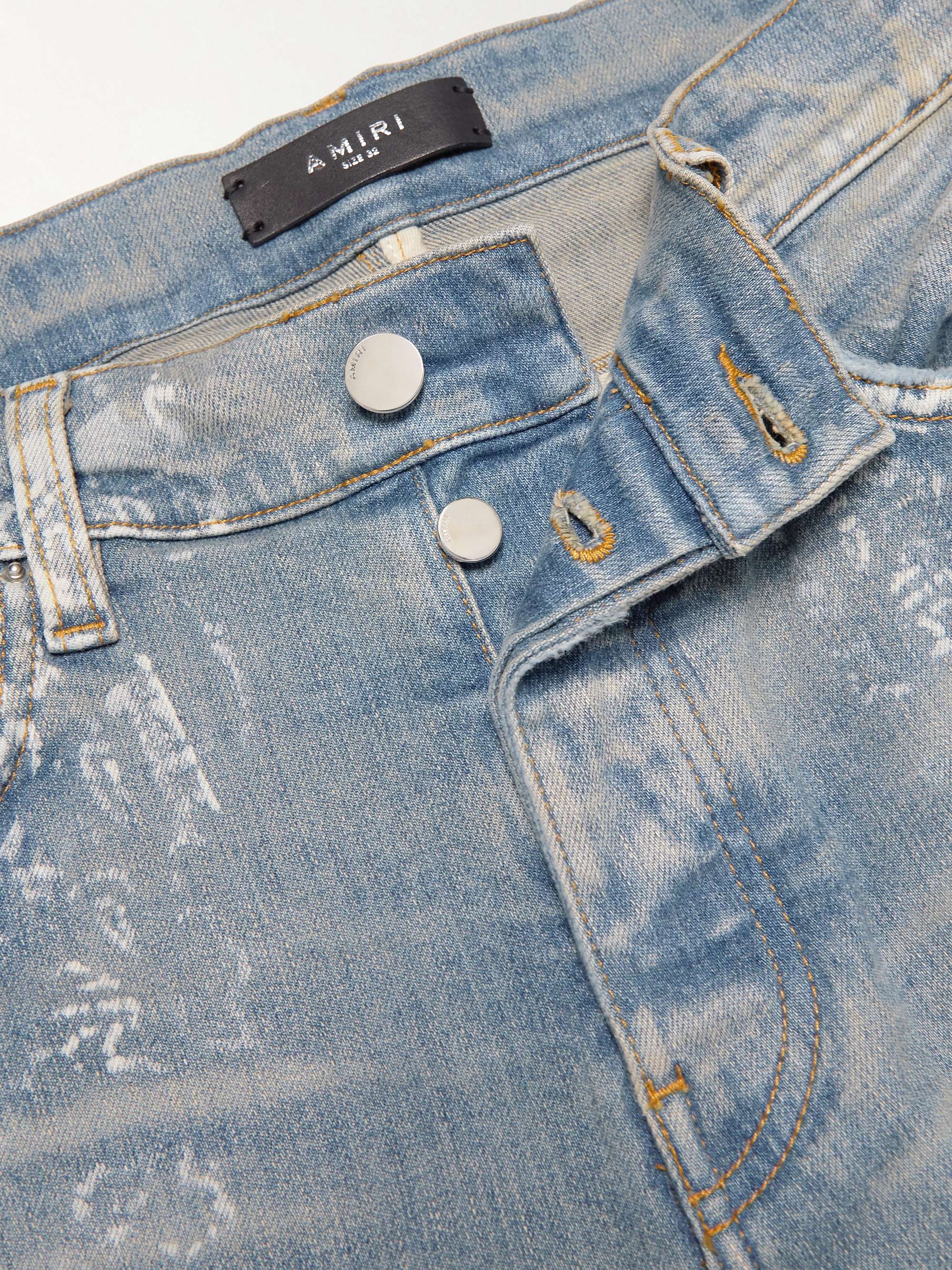 AMIRI Skinny-Fit Paisley-Print Distressed Jeans