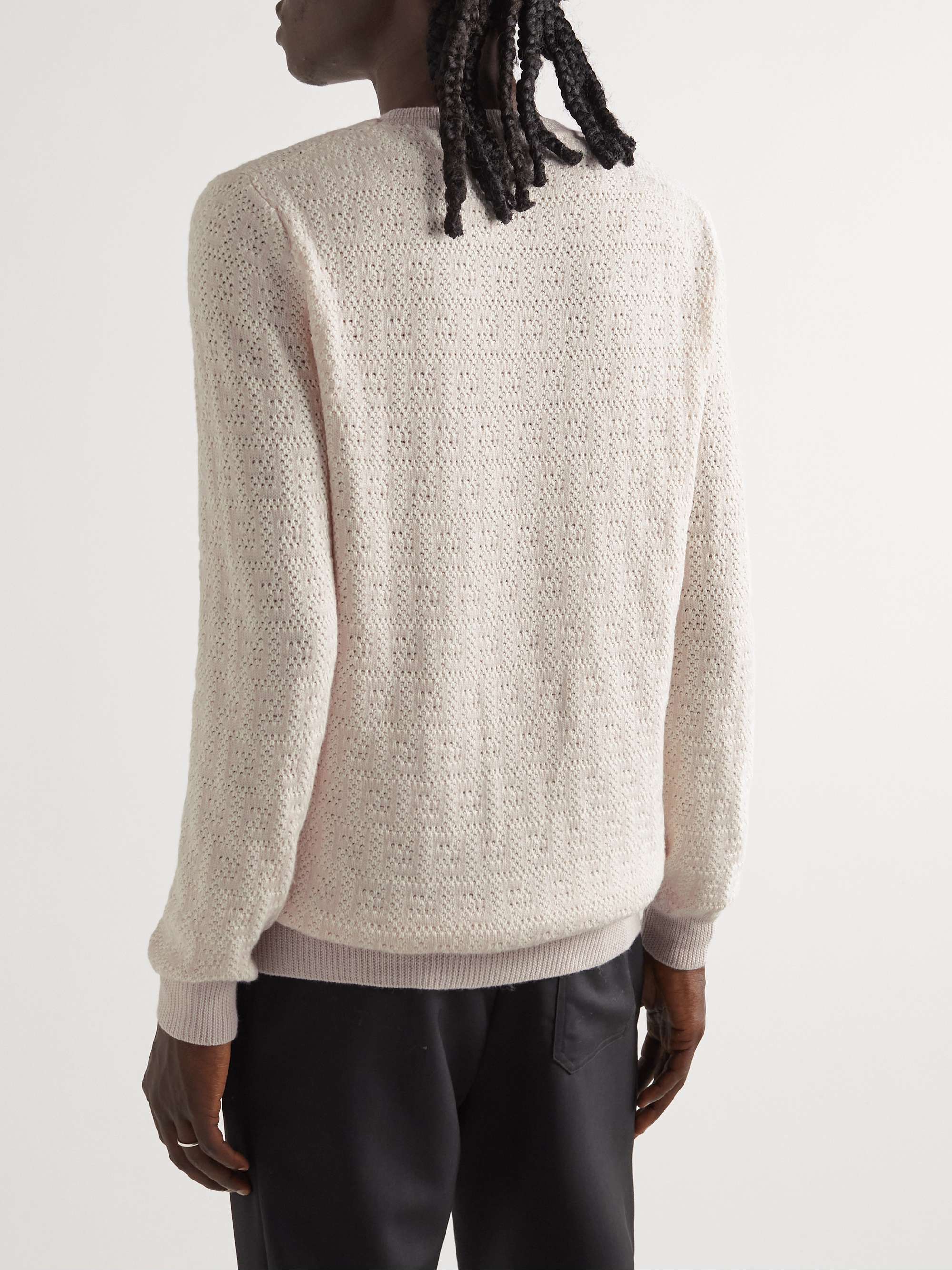 FENDI Logo-Intarsia Wool, Cotton and Cashmere-Blend Sweater