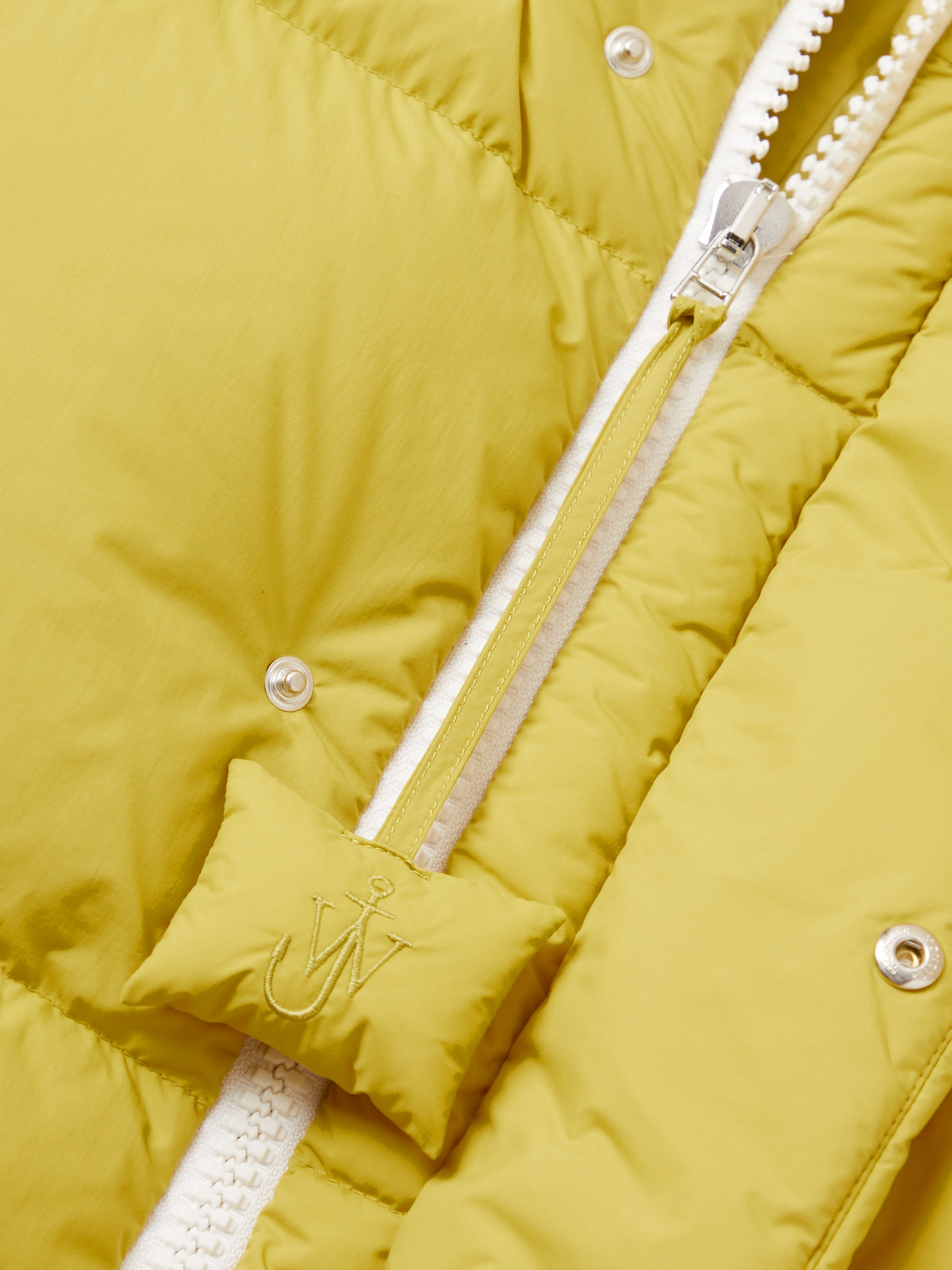 Shop Moncler Genius 1 Moncler Jw Anderson Wintefold Logo-appliquéd Quilted Shell Hooded Down Jacket In Yellow