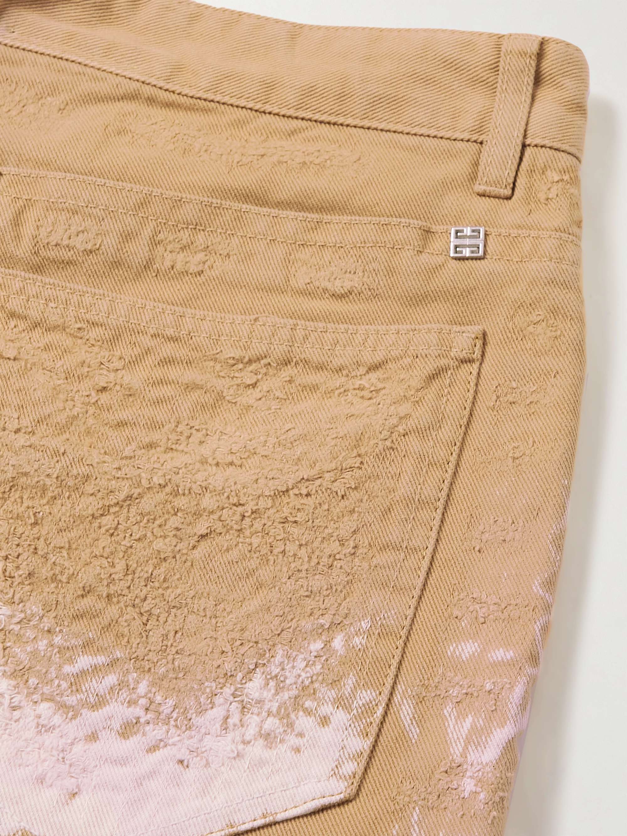GIVENCHY Wide-Leg Distressed Tie-Dyed Denim Shorts