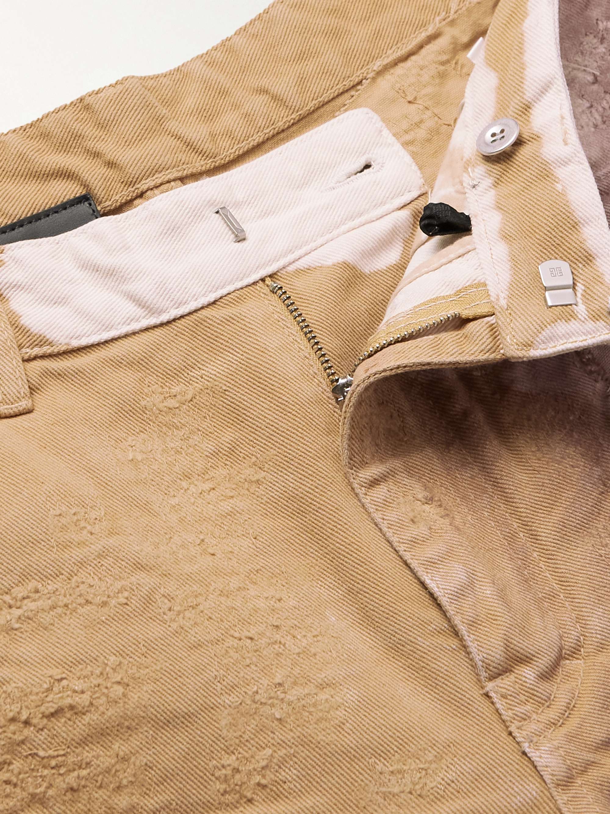 GIVENCHY Wide-Leg Distressed Tie-Dyed Denim Shorts