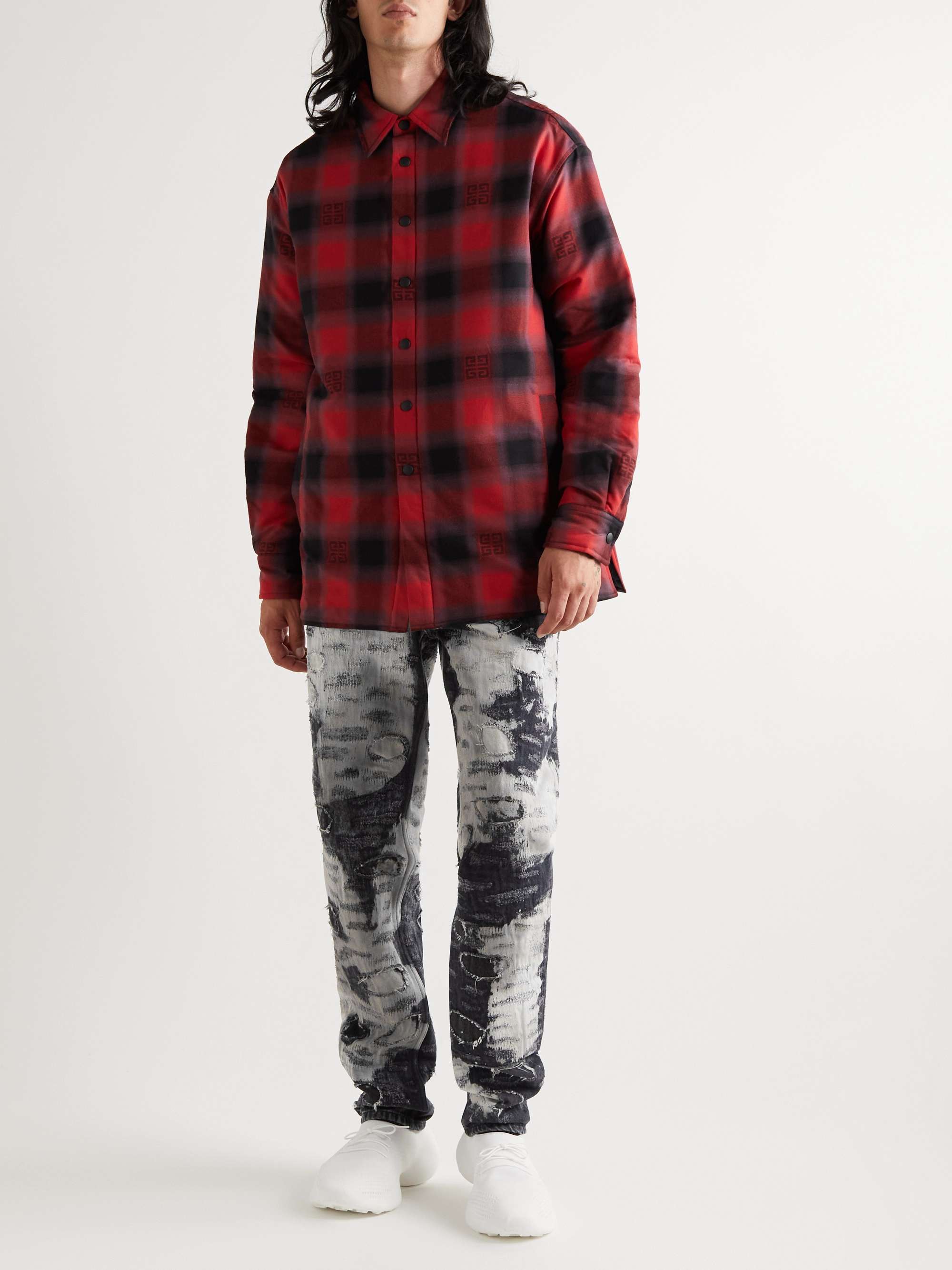 Slim-Fit Distressed Bleached Jeans