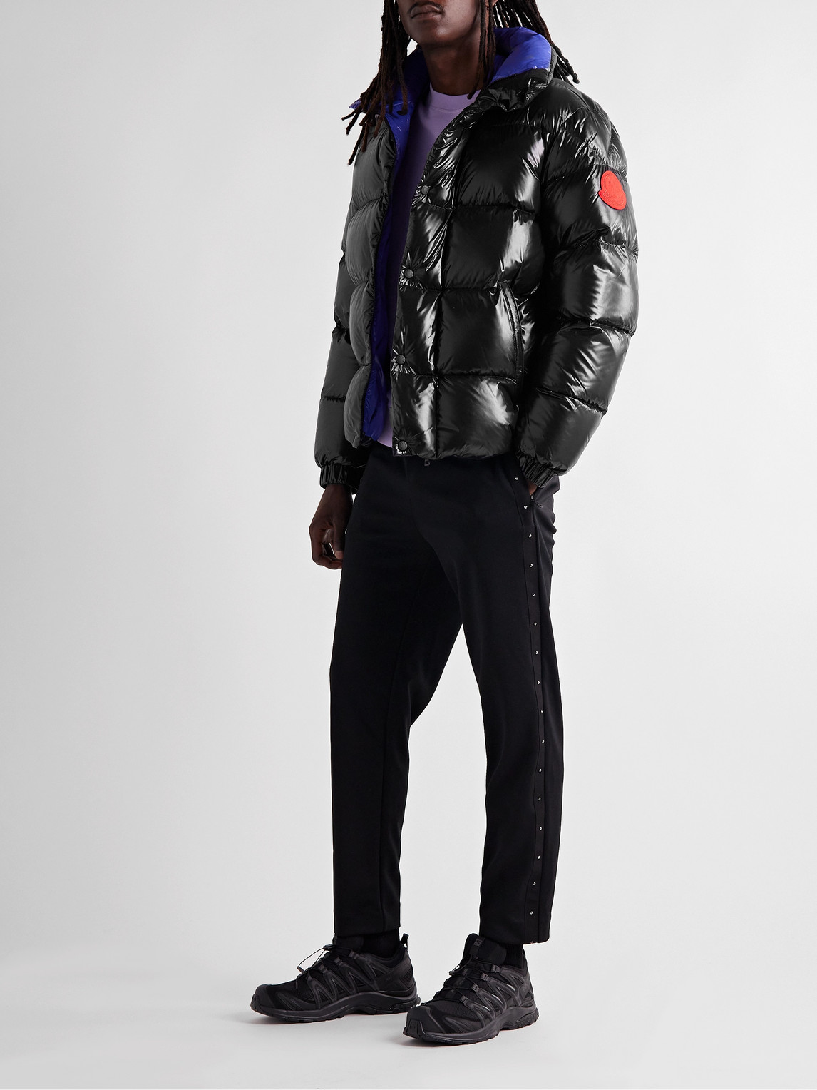 Moncler Genius 2 Moncler 1952 Dervo Logo-appliquéd Quilted Glossed-shell Down Jacket In Black