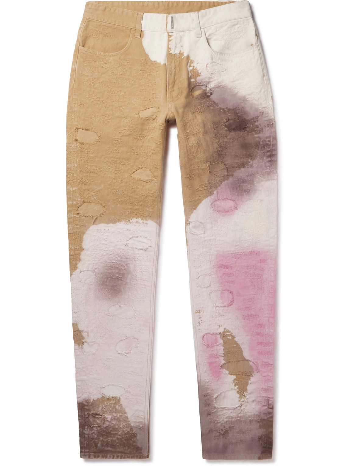 Slim-Fit Tapered Distressed Tie-Dyed Jeans