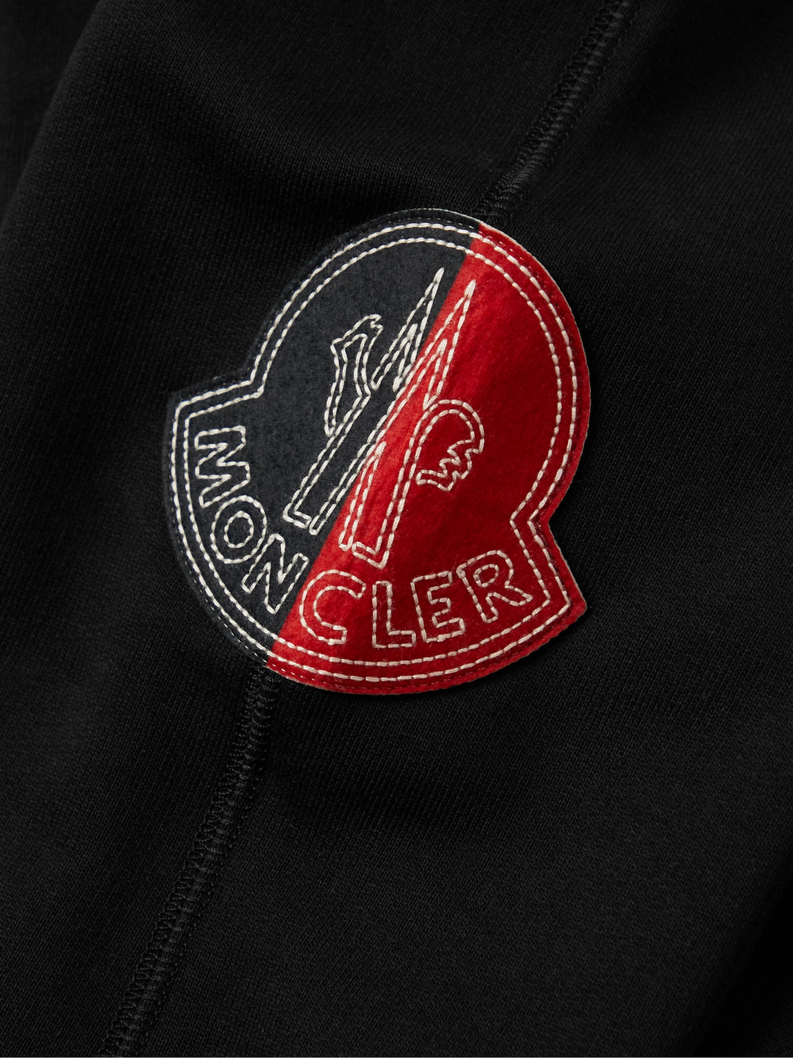 Shop Moncler Genius 2 Moncler 1952 Logo-appliquéd Cotton-jersey Zip-up Hoodie In Black