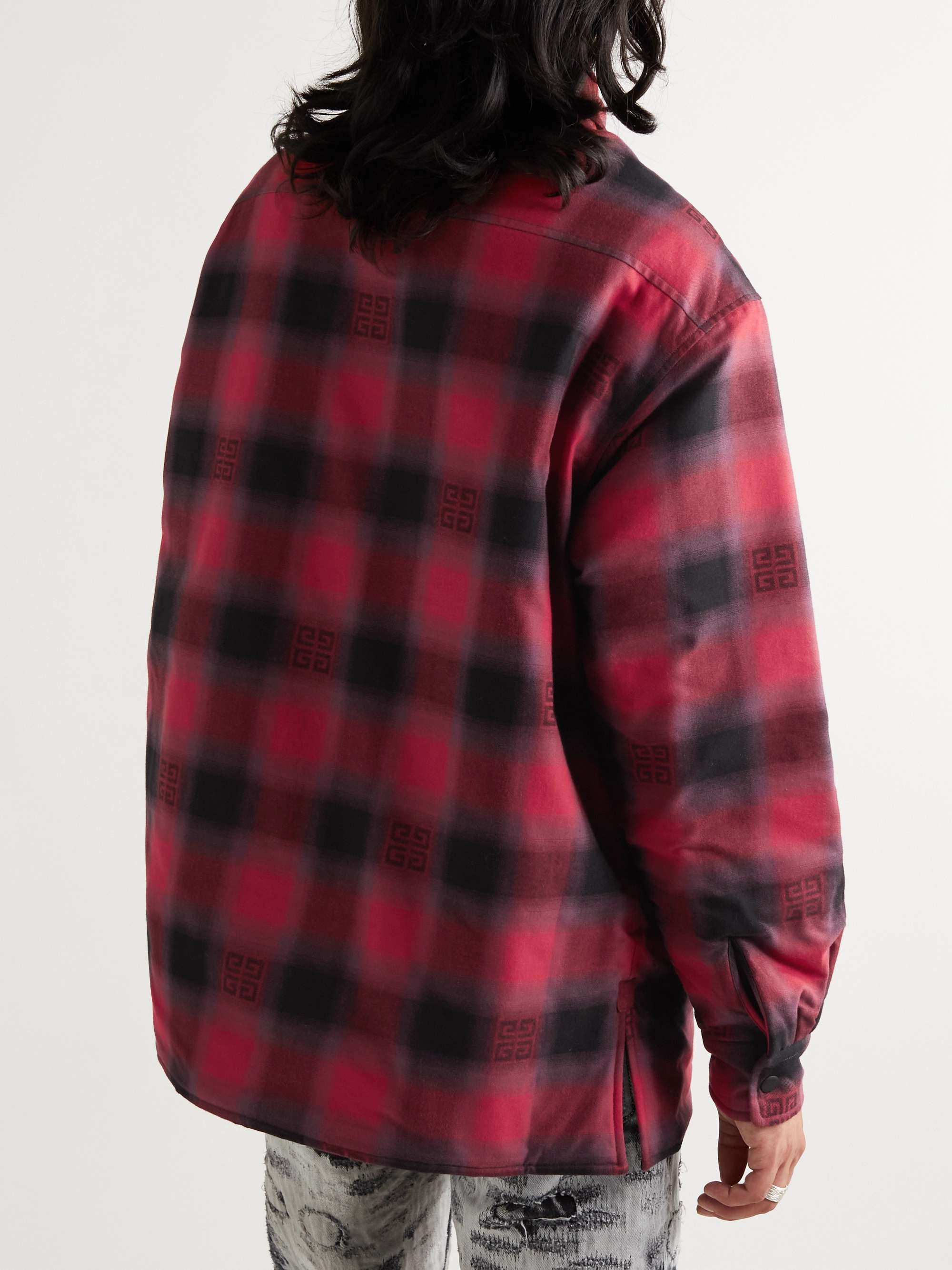 GIVENCHY Logo-Print Quilted Checked Wool-Flannel Overshirt