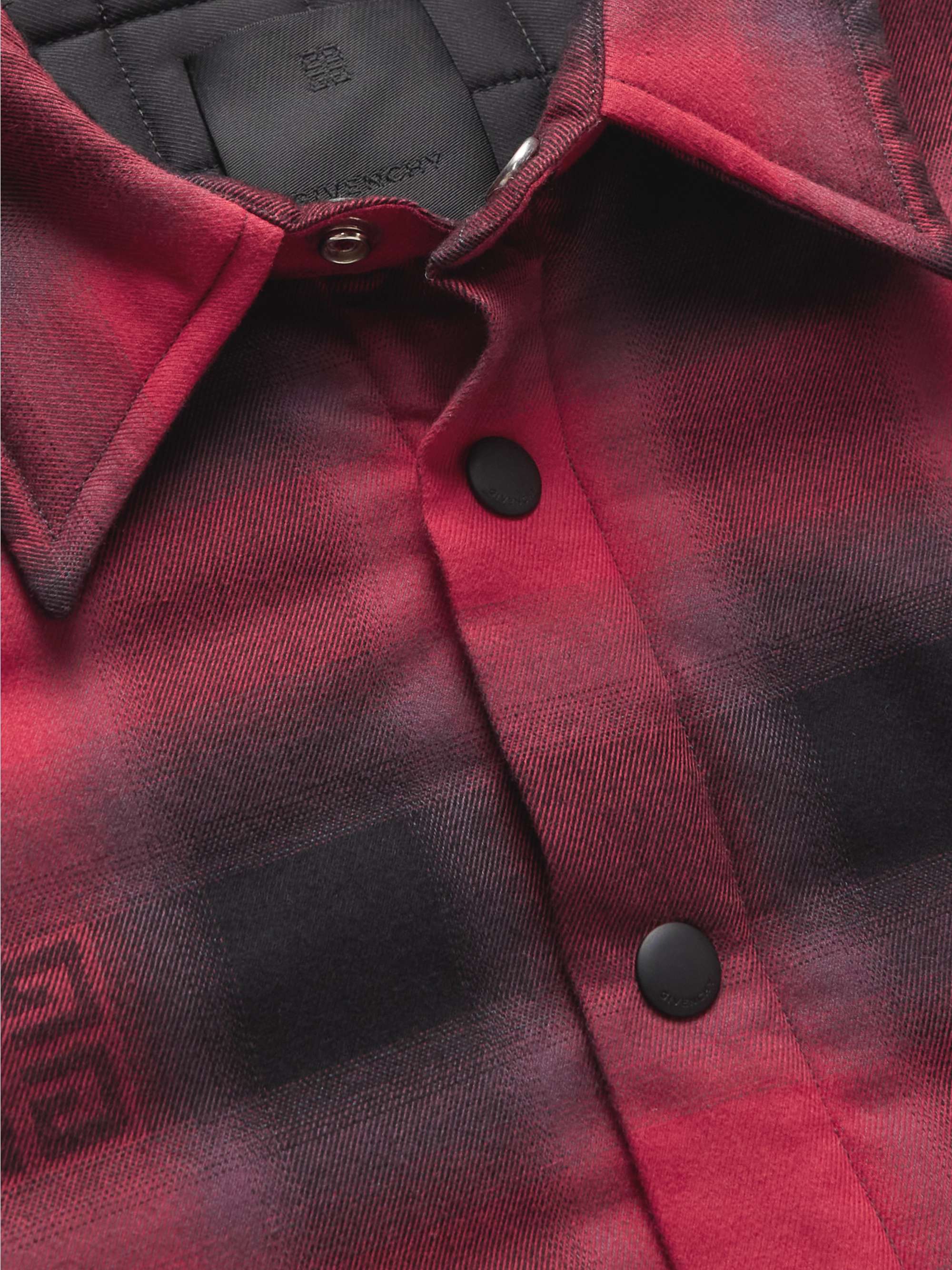 GIVENCHY Logo-Print Quilted Checked Wool-Flannel Overshirt