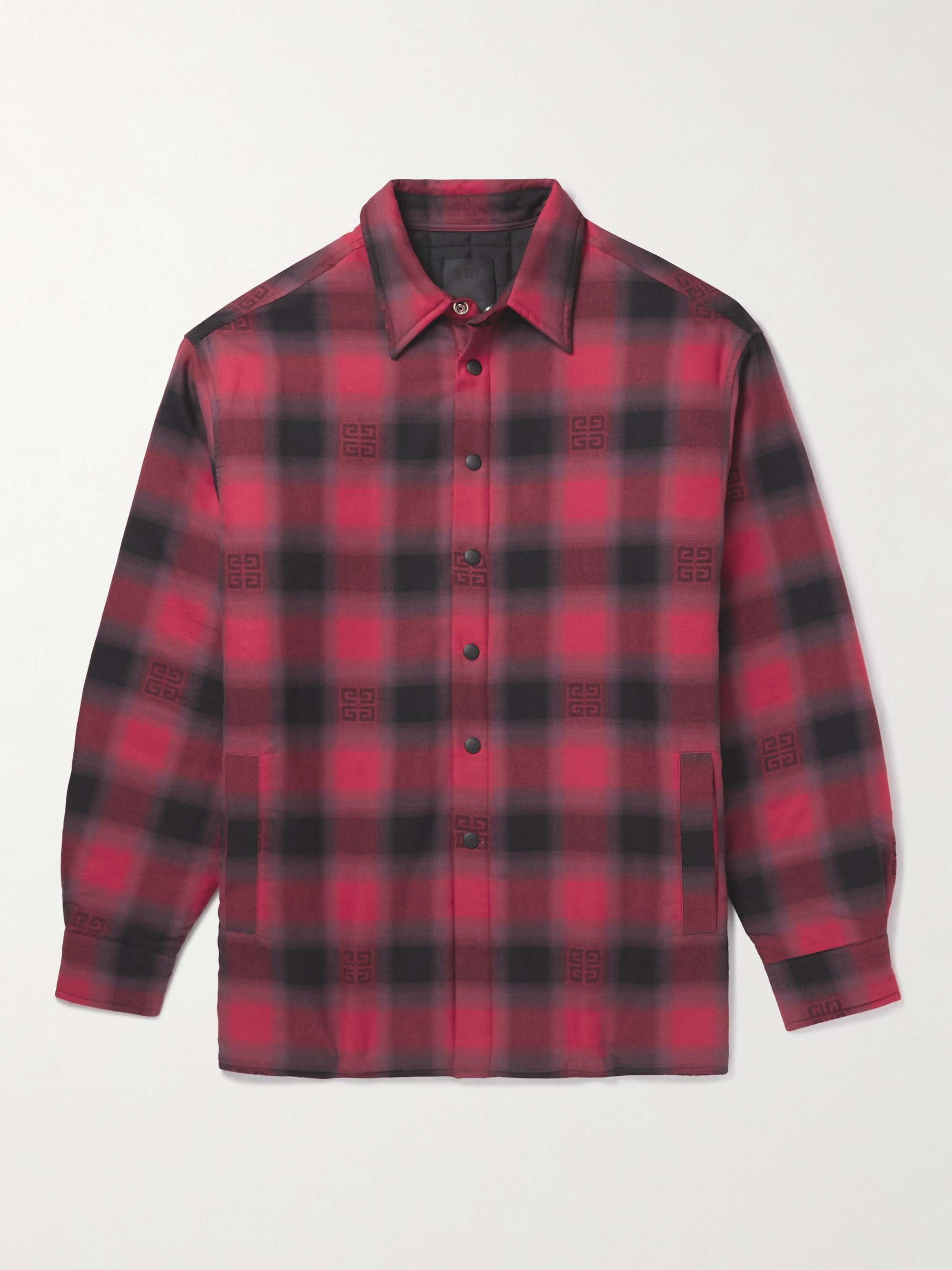 GIVENCHY Logo-Print Quilted Checked Wool-Flannel Overshirt