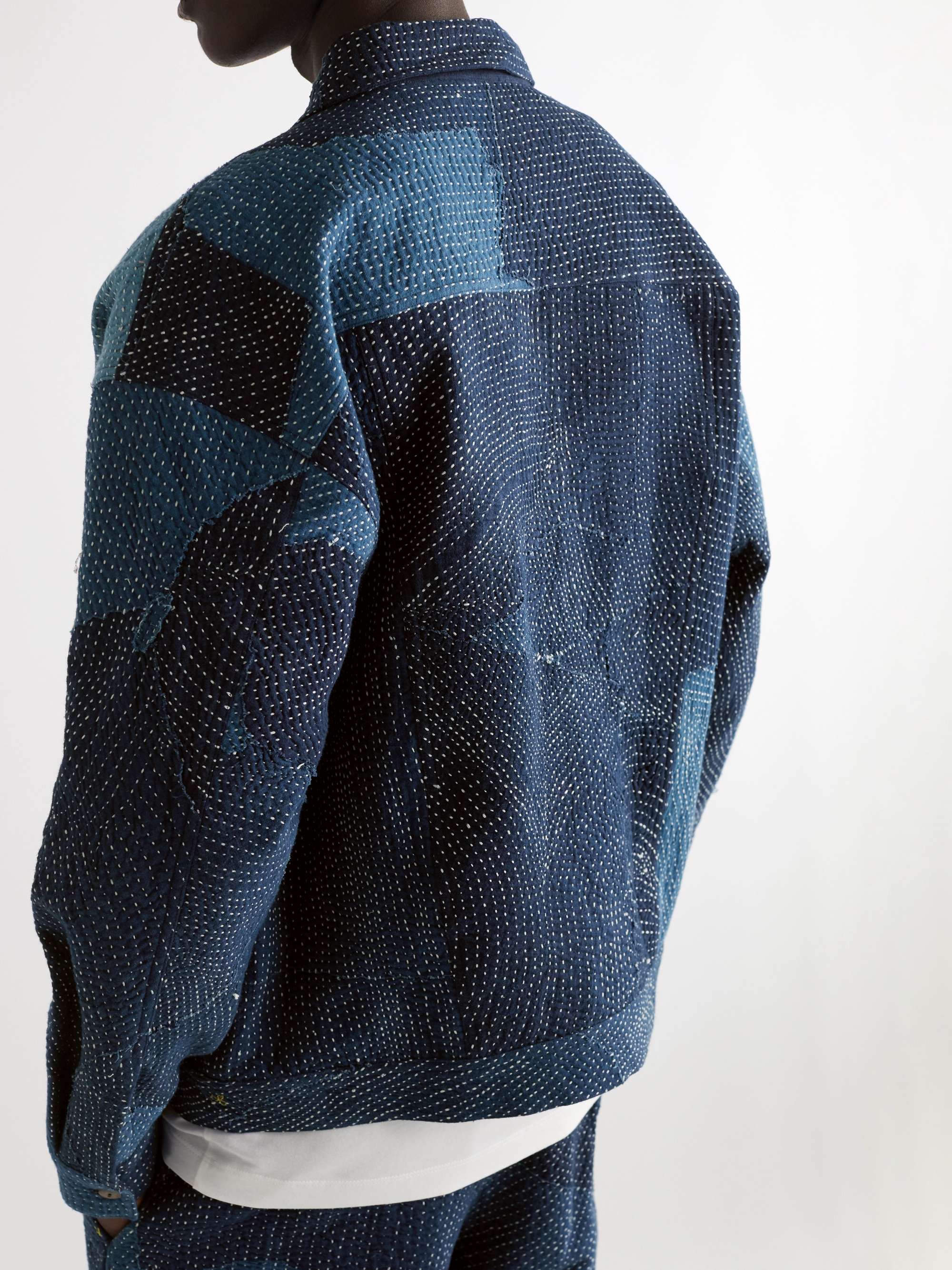 11.11/ELEVEN ELEVEN Embroidered Patchwork Upcycled Cotton Trucker Jacket