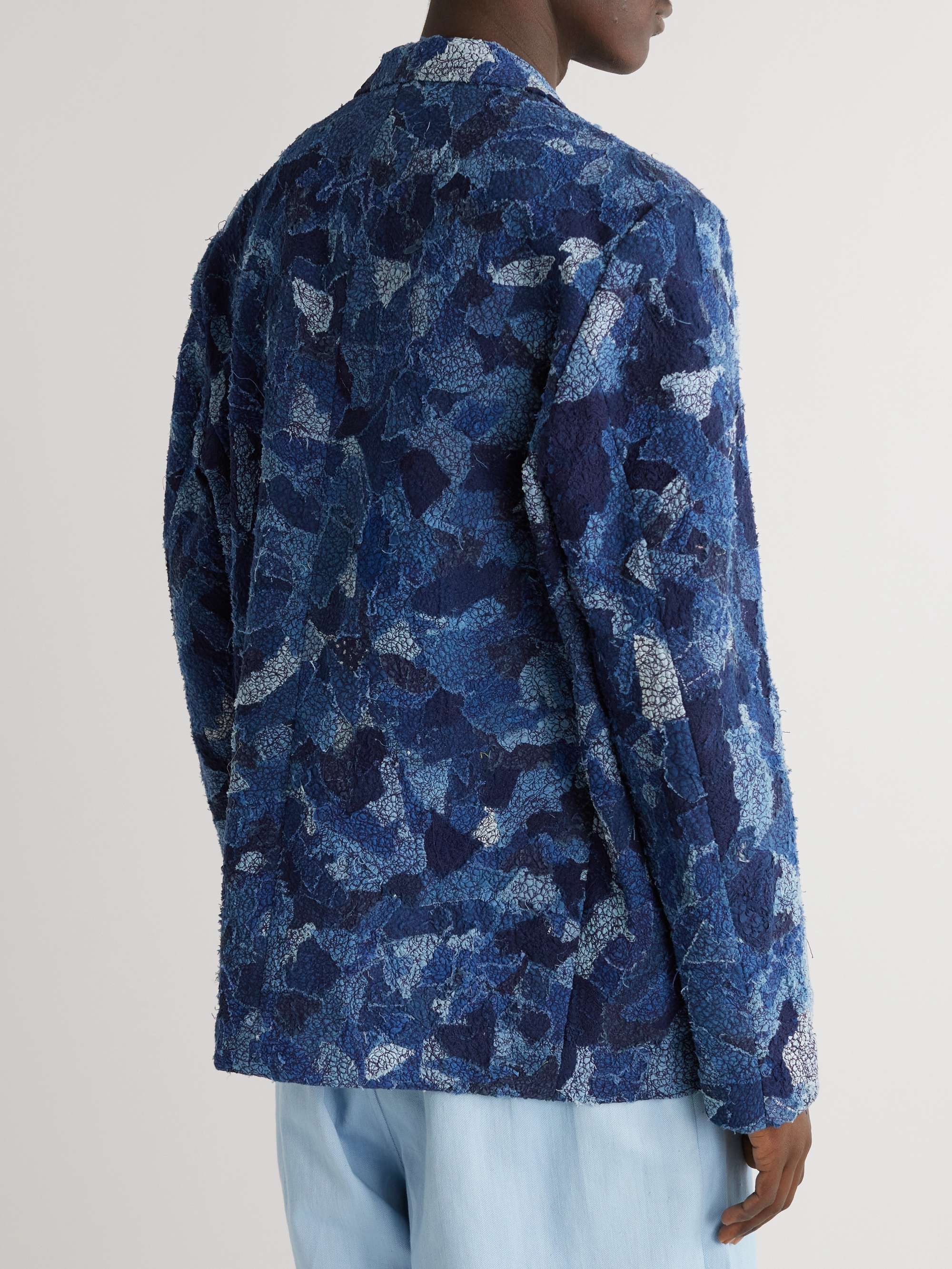 11.11/ELEVEN ELEVEN Unstructured Embroidered Patchwork Upcycled Cotton and Silk-Blend Blazer