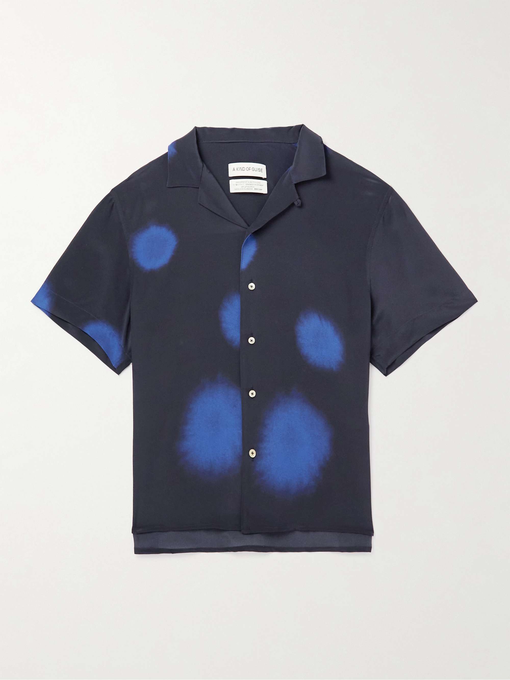 A KIND OF GUISE Gioia Convertible-Collar Printed Silk-Satin Shirt